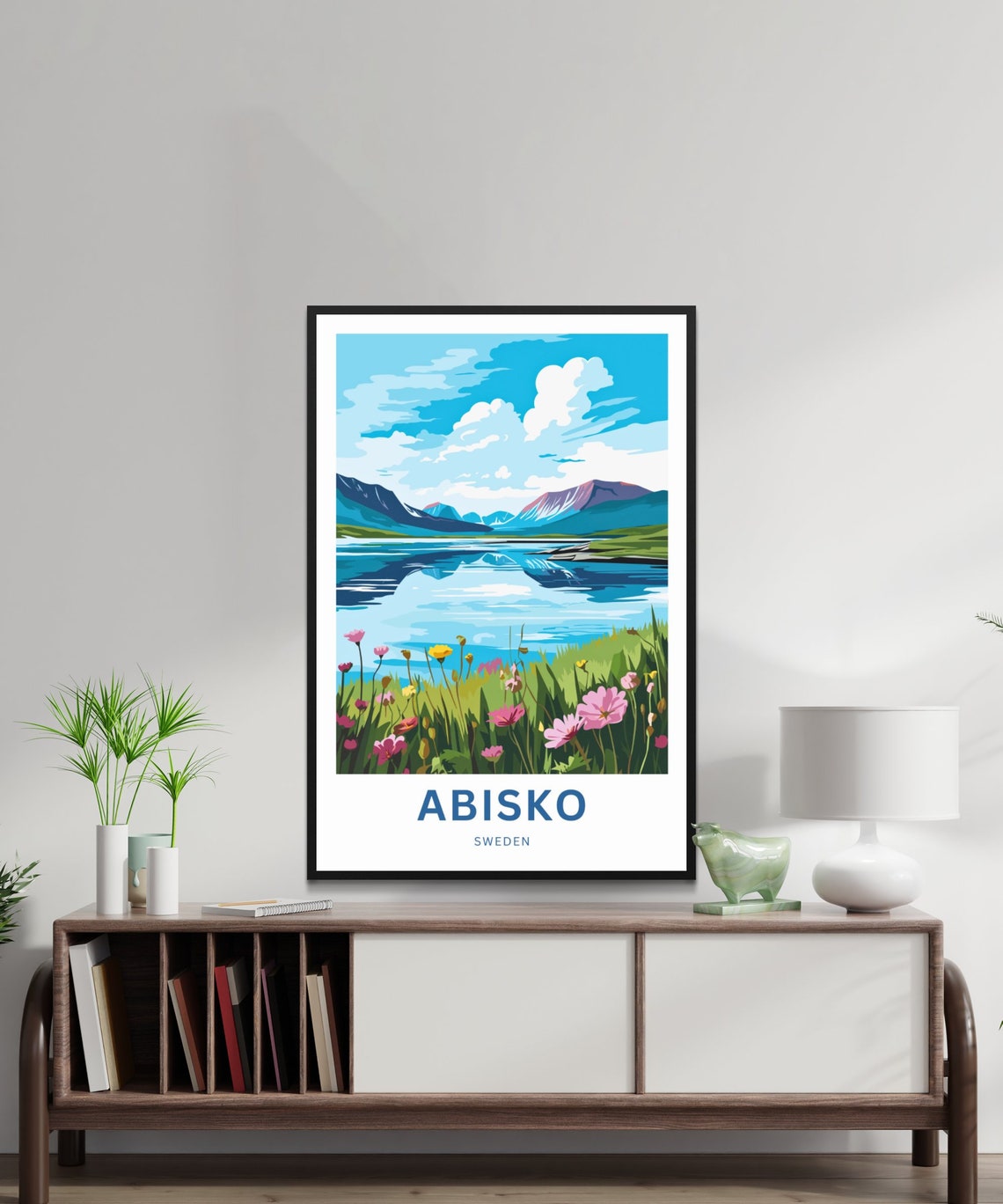 Abisko Sweden Mirror Lake Mountain Reflection Wildflower Poster - Image 2