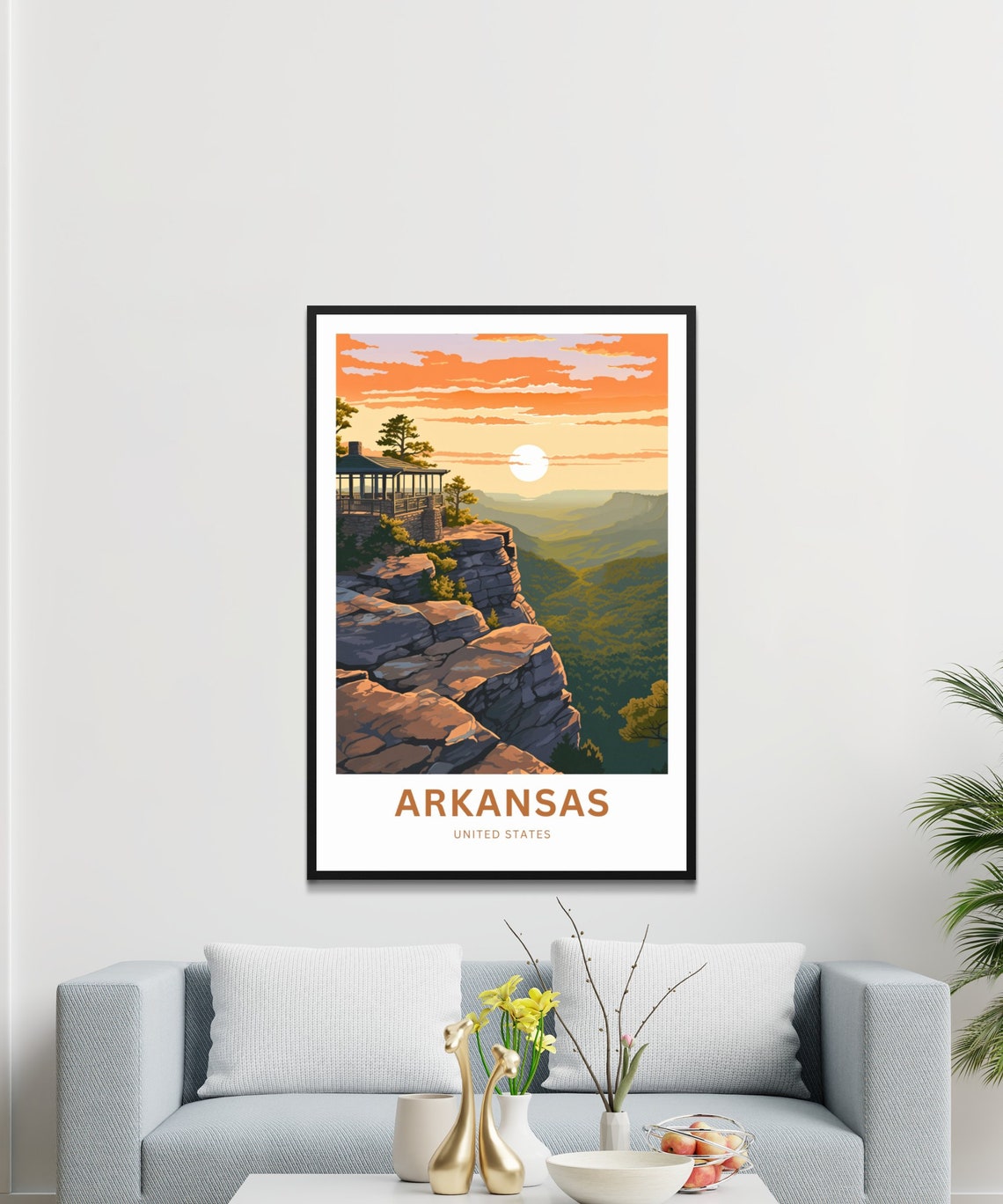Arkansas Bluff Overlook Gazebo Sunset Valley View Travel Poster - Image 3