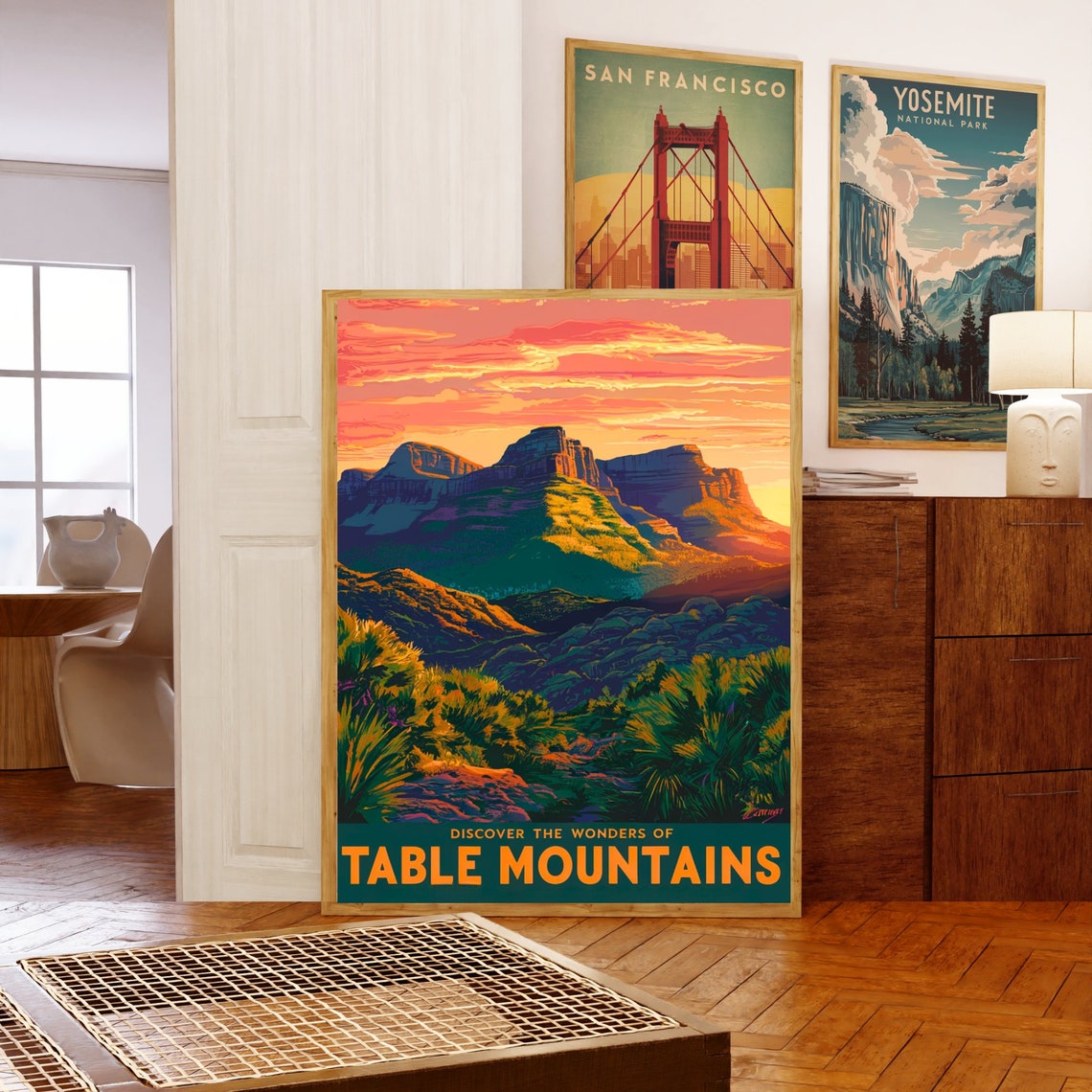 Table Mountains Discover Wonders Desert Sunset Mesas Vintage Poster - Image 5