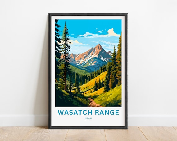 Wasatch Range Utah Mountain Peak Pine Forest Trail Vintage Poster