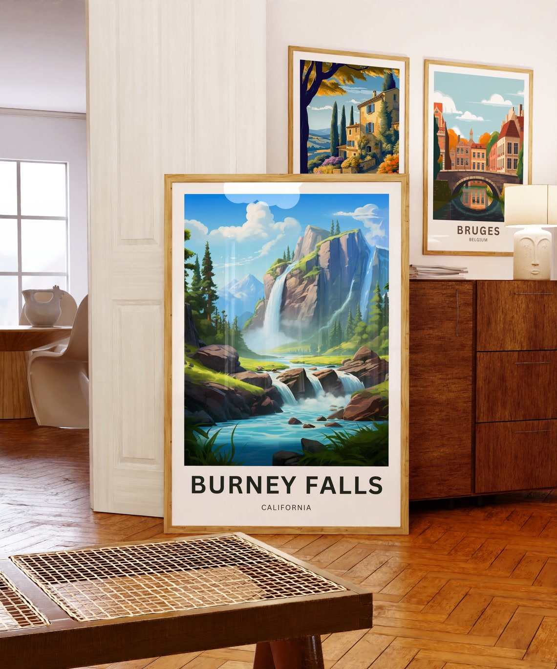 Personalized Burney Falls California Waterfall Forest Art Poster - Image 5