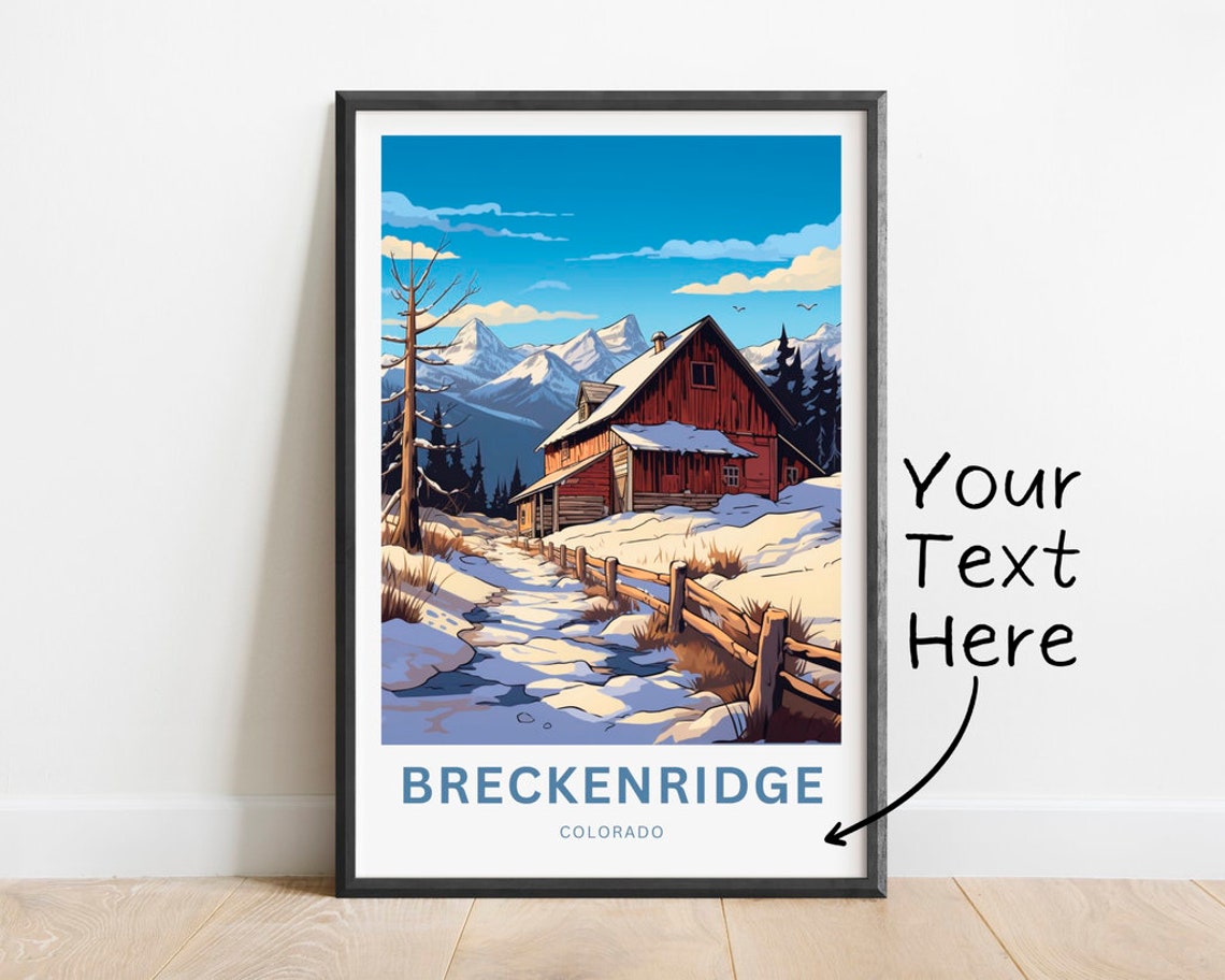 Breckenridge Colorado Red Barn Winter Snow Custom Text Poster
