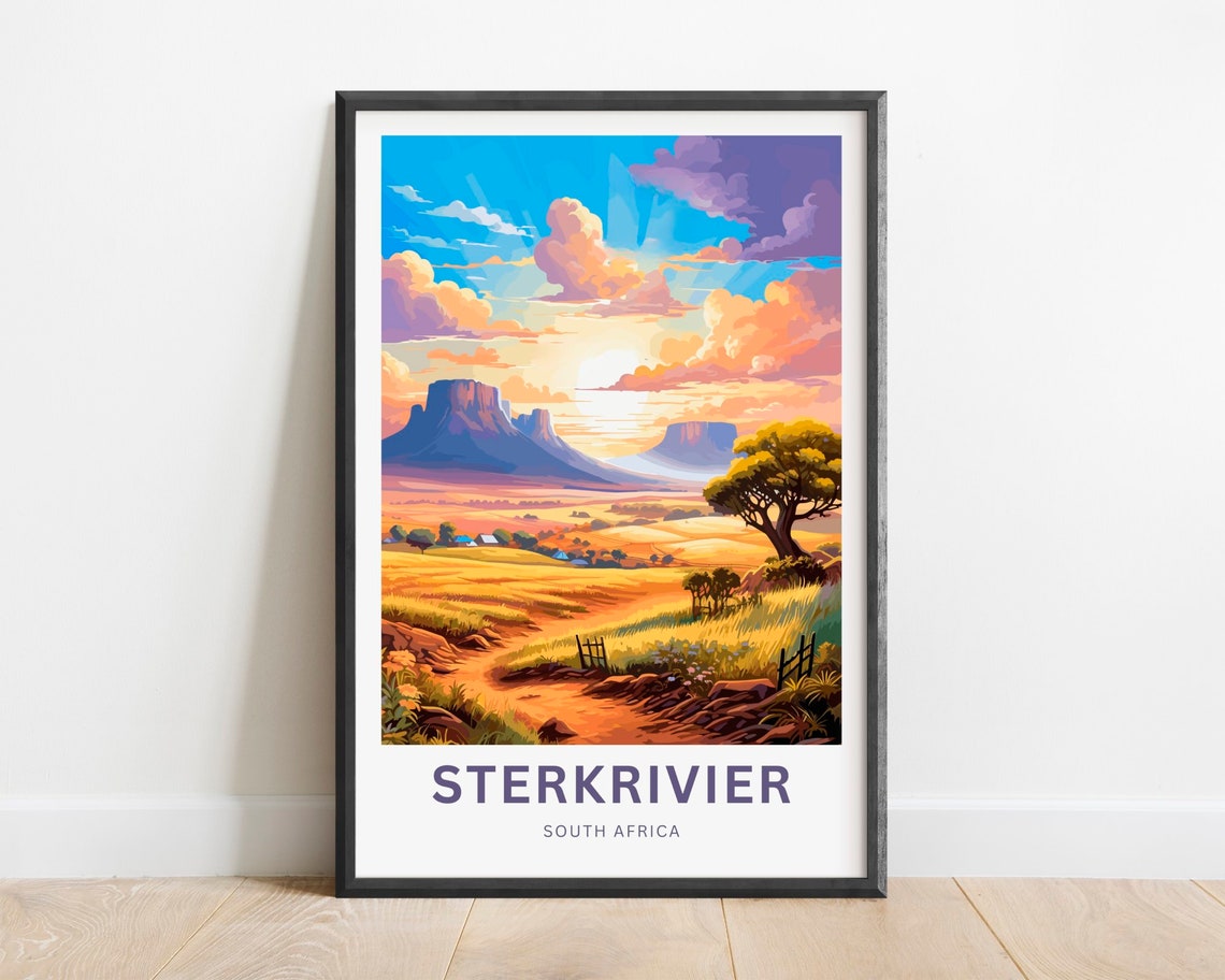 Sterkrivier South Africa Sunset Mesas Golden Plains Panorama Poster