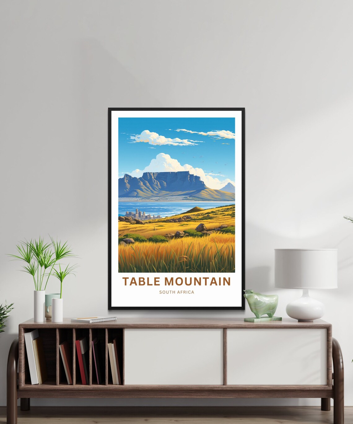 Table Mountain South Africa Cape Town Golden Grass Sunset Poster - Image 2