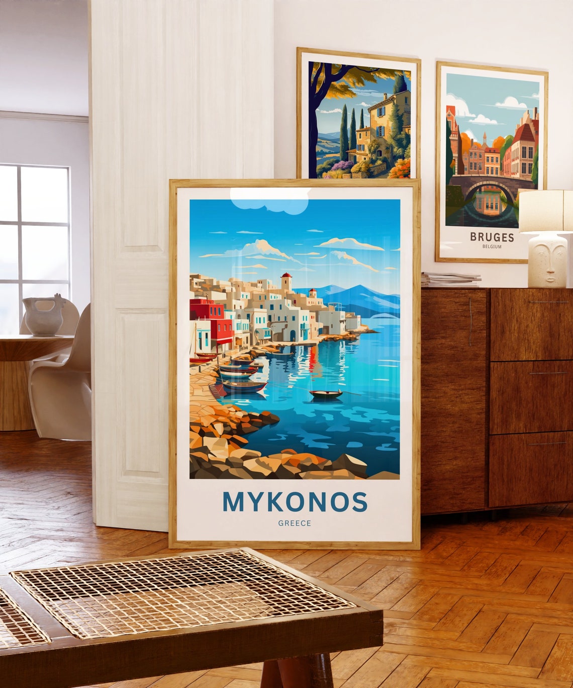 Mykonos Greece Harbor Boats Personalized Custom Travel Poster - Image 5