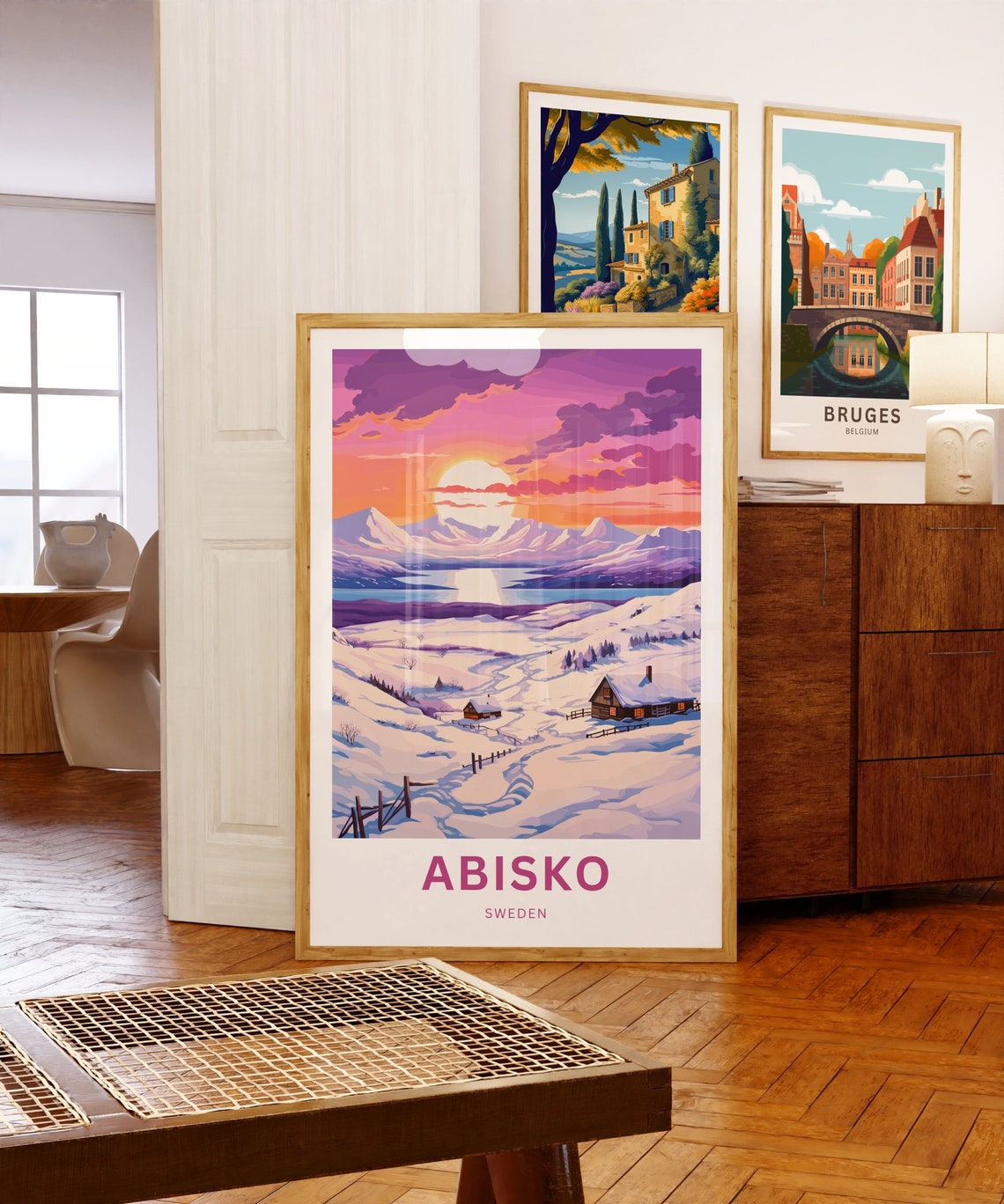 Abisko Sweden Pink Sunset Over Arctic Snowfields Winter Poster - Image 5