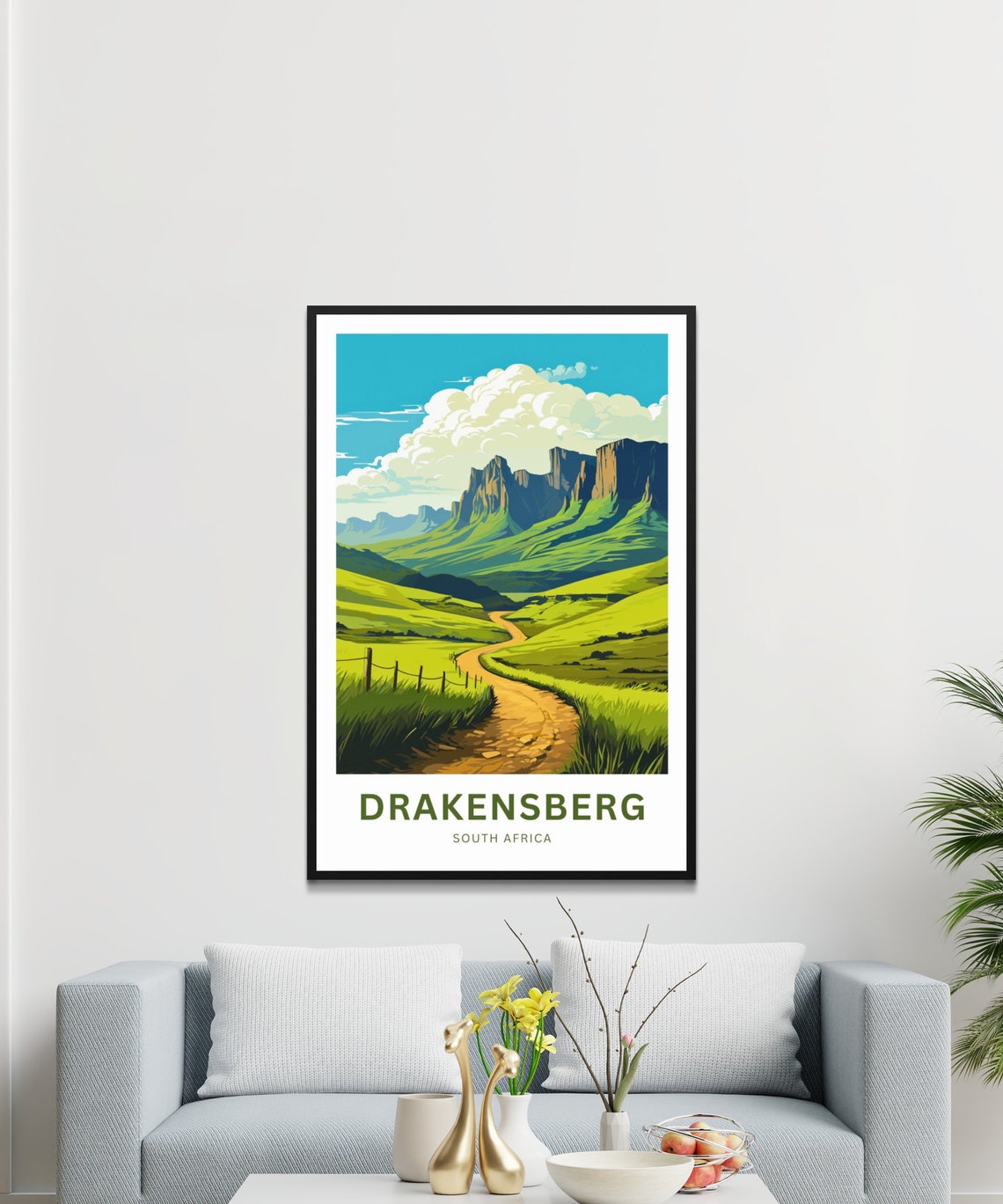 Drakensberg South Africa Winding Valley Trail Green Peaks Poster - Image 2