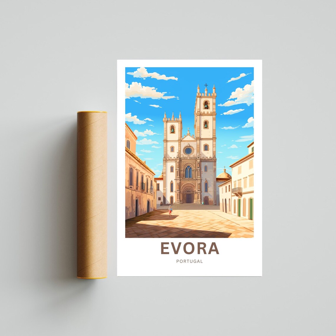 Personalized Evora Portugal Cathedral Old Town Square Poster - Image 4