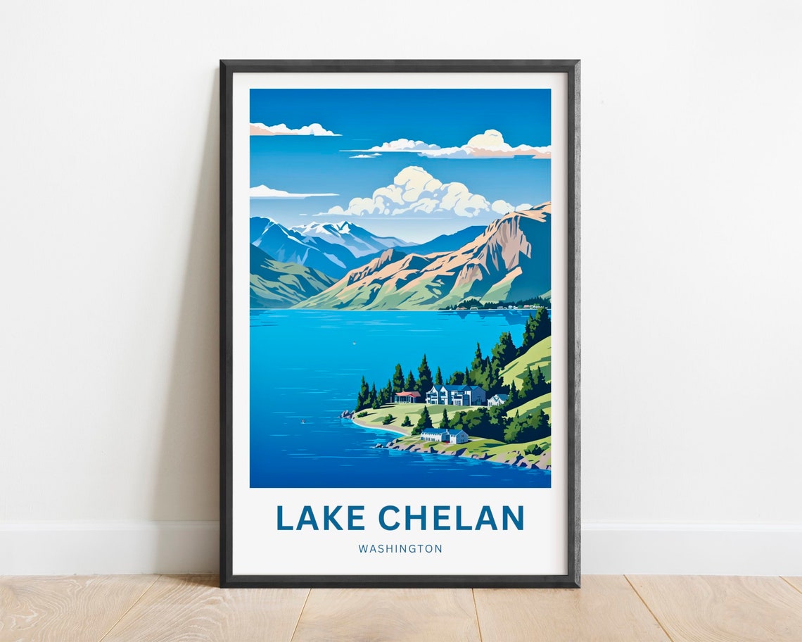 Lake Chelan Washington Forested Peninsula Mountain Lake Poster
