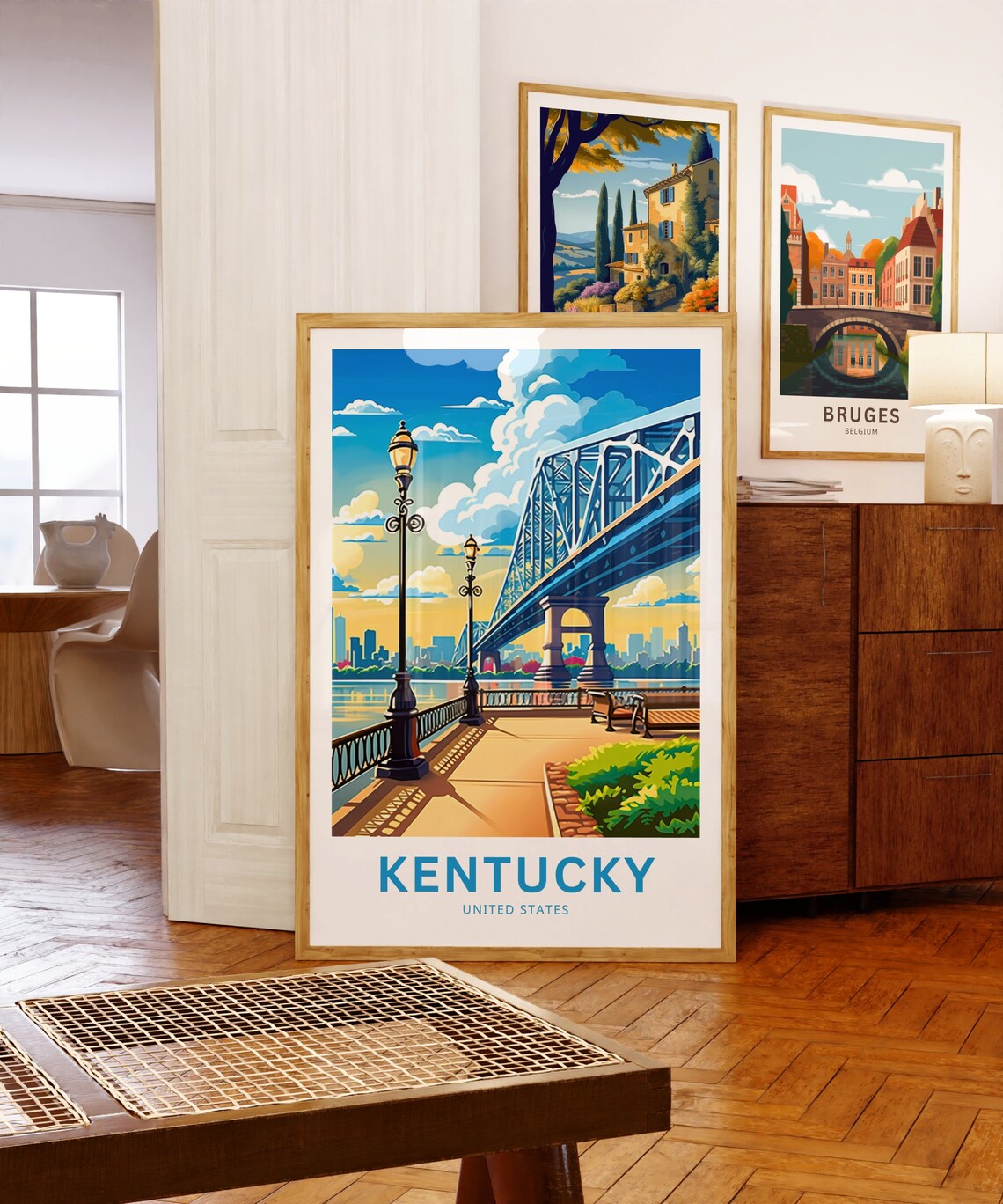 Kentucky United States Riverfront Bridge Skyline Travel Poster - Image 5