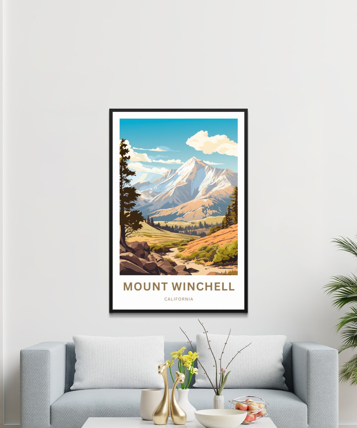 Personalized Mount Winchell California Snowy Peak Valley Travel Poster - Image 3