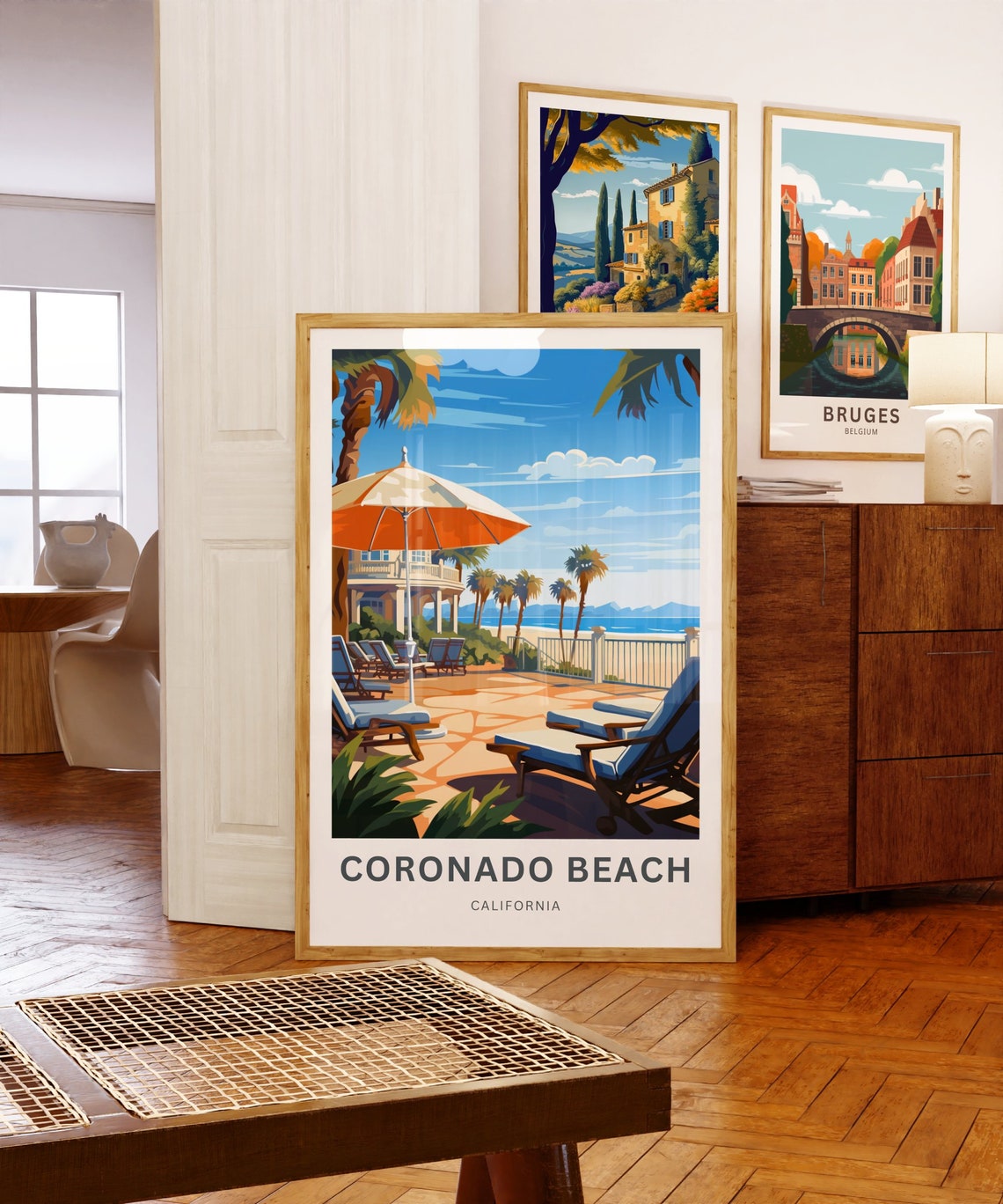 Personalized Coronado Beach California Resort Terrace Scene Poster - Image 5