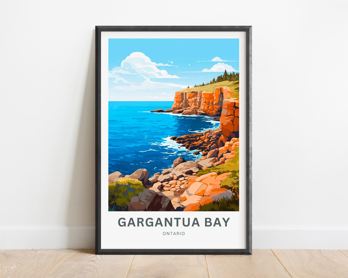 Gargantua Bay Ontario Rugged Red Cliffs Coastline Travel Poster