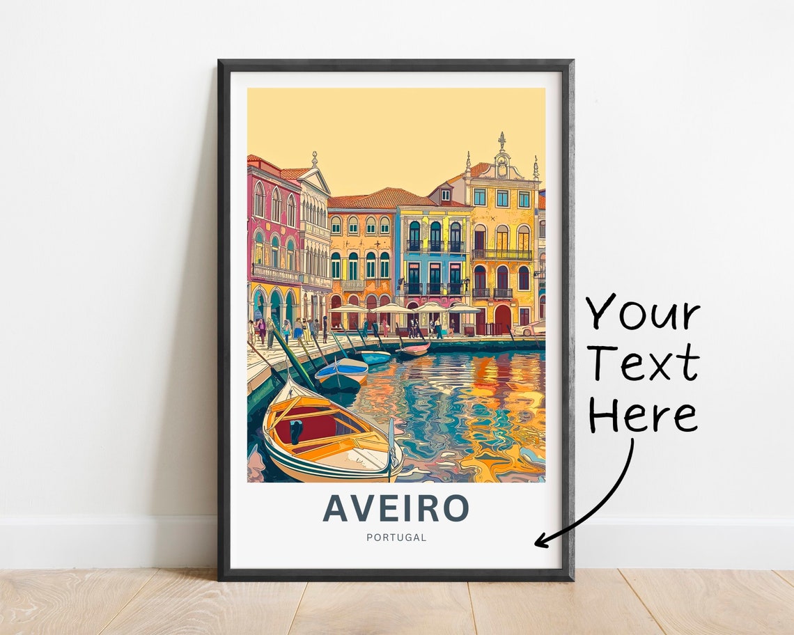 Personalized Aveiro Portugal Canal Sunset Custom Text Travel Poster