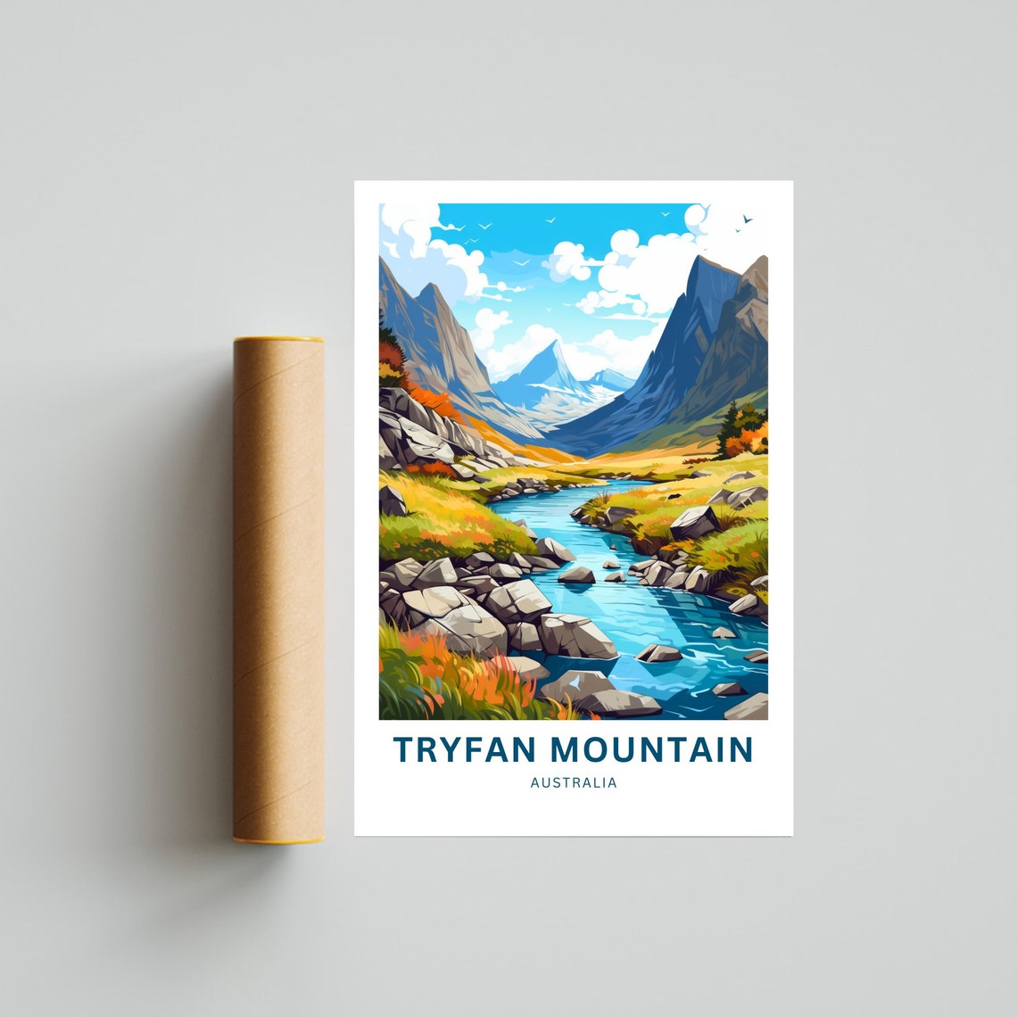 Tryfan Mountain Australia Valley Stream Personalized Poster Art - Image 4