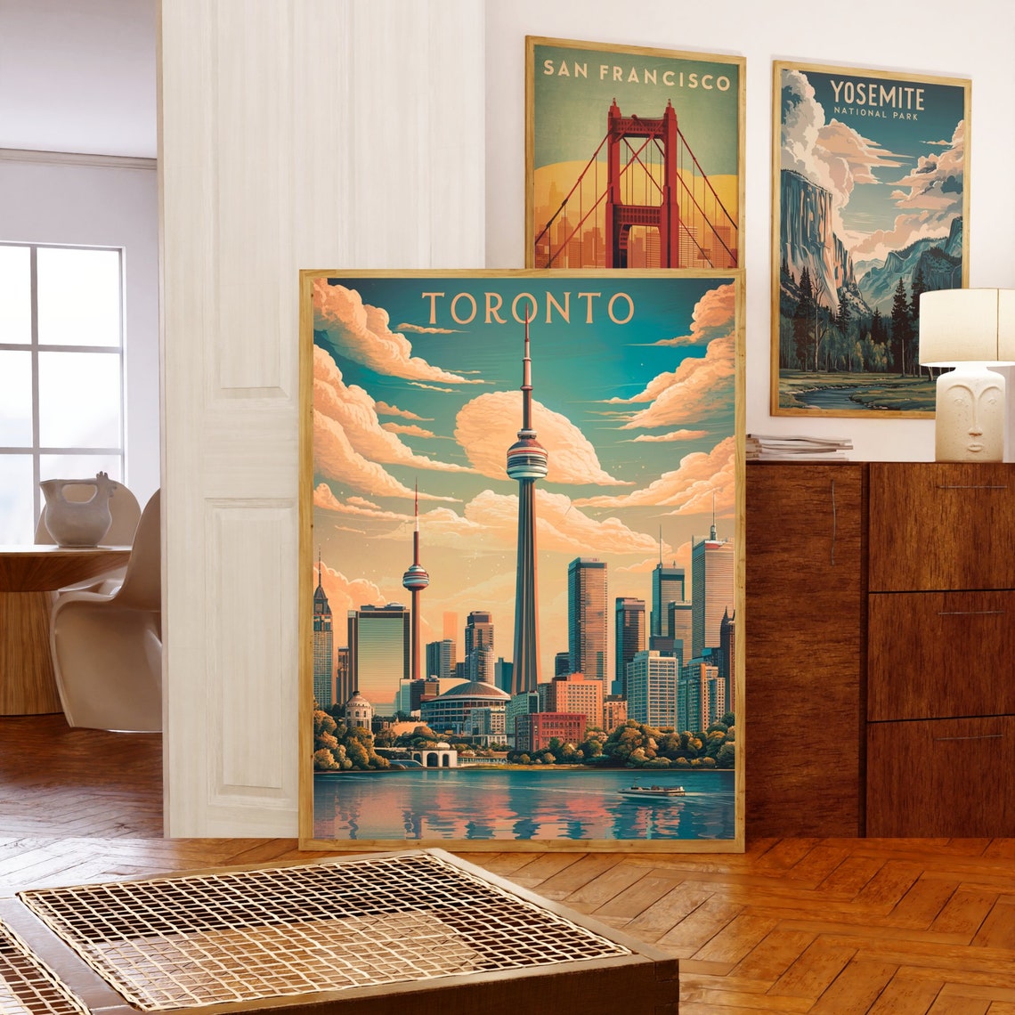 Toronto Canada Skyline CN Tower Lake Sunset Vintage Travel Poster - Image 5