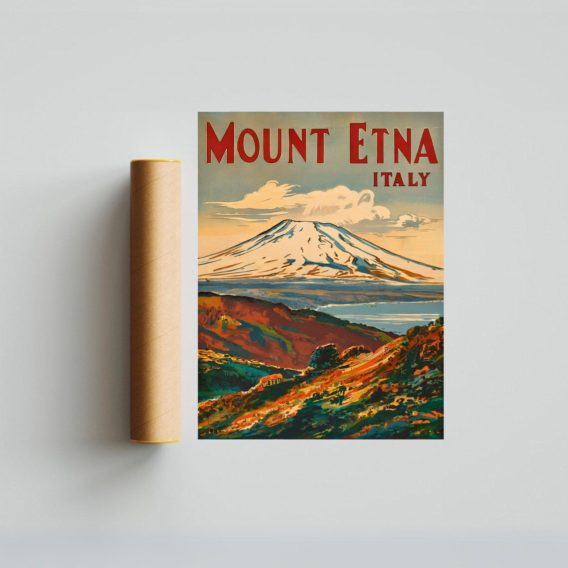 Mount Etna Vintage Travel Poster, Sicily Italy - Image 3