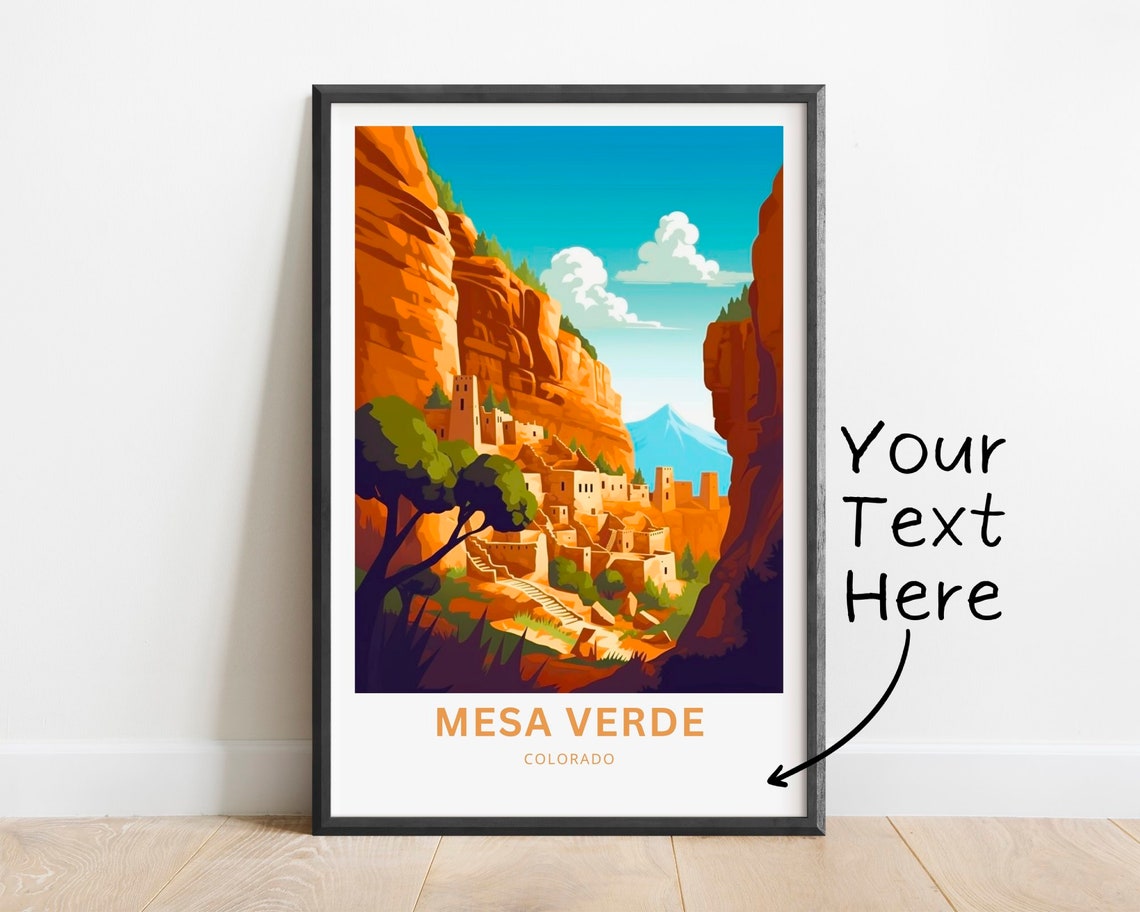 Personalized Mesa Verde Colorado Cliff Palace Style Travel Poster