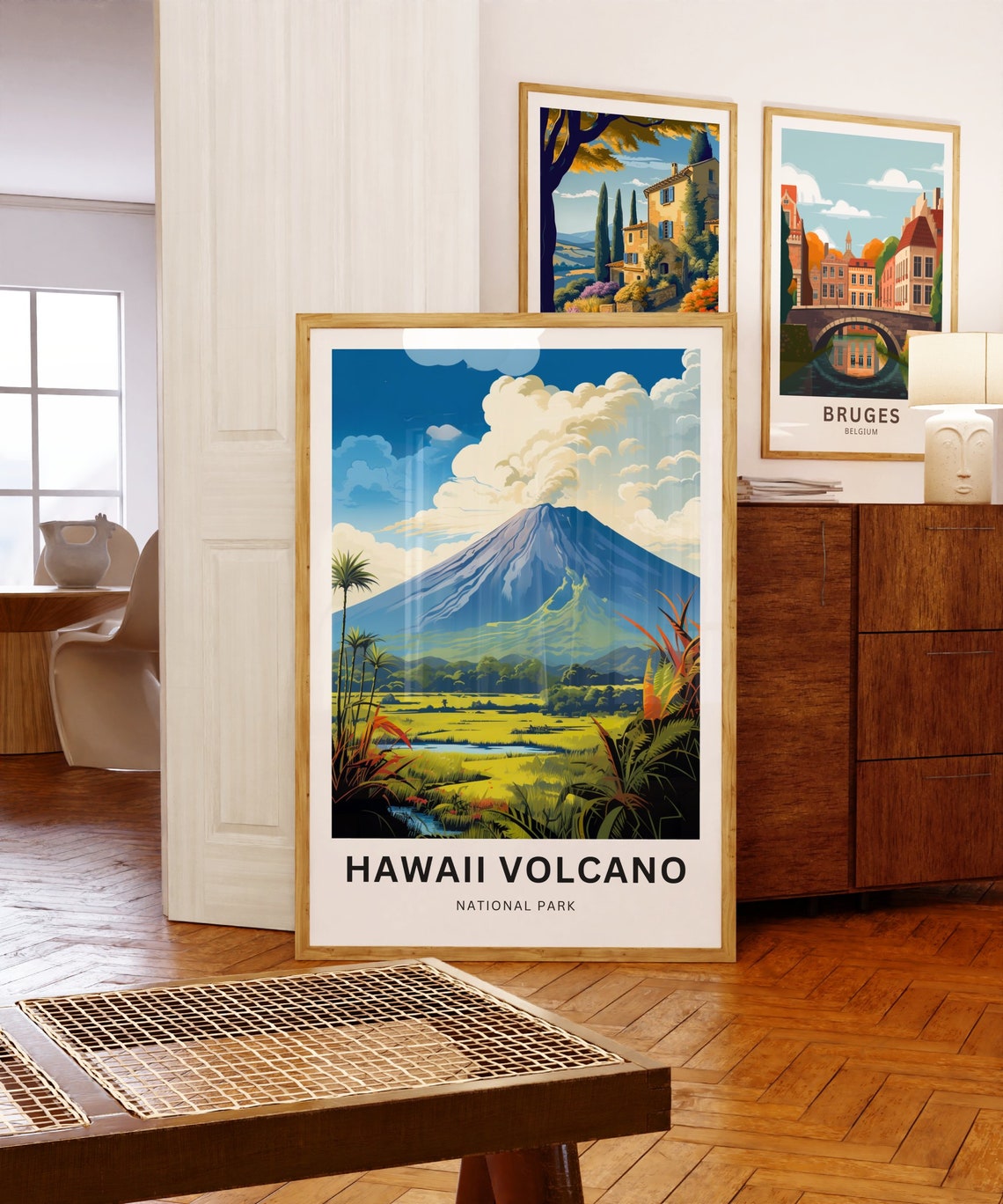 Hawaii Volcano National Park Smoky Crater Tropical Field Travel Poster - Image 5