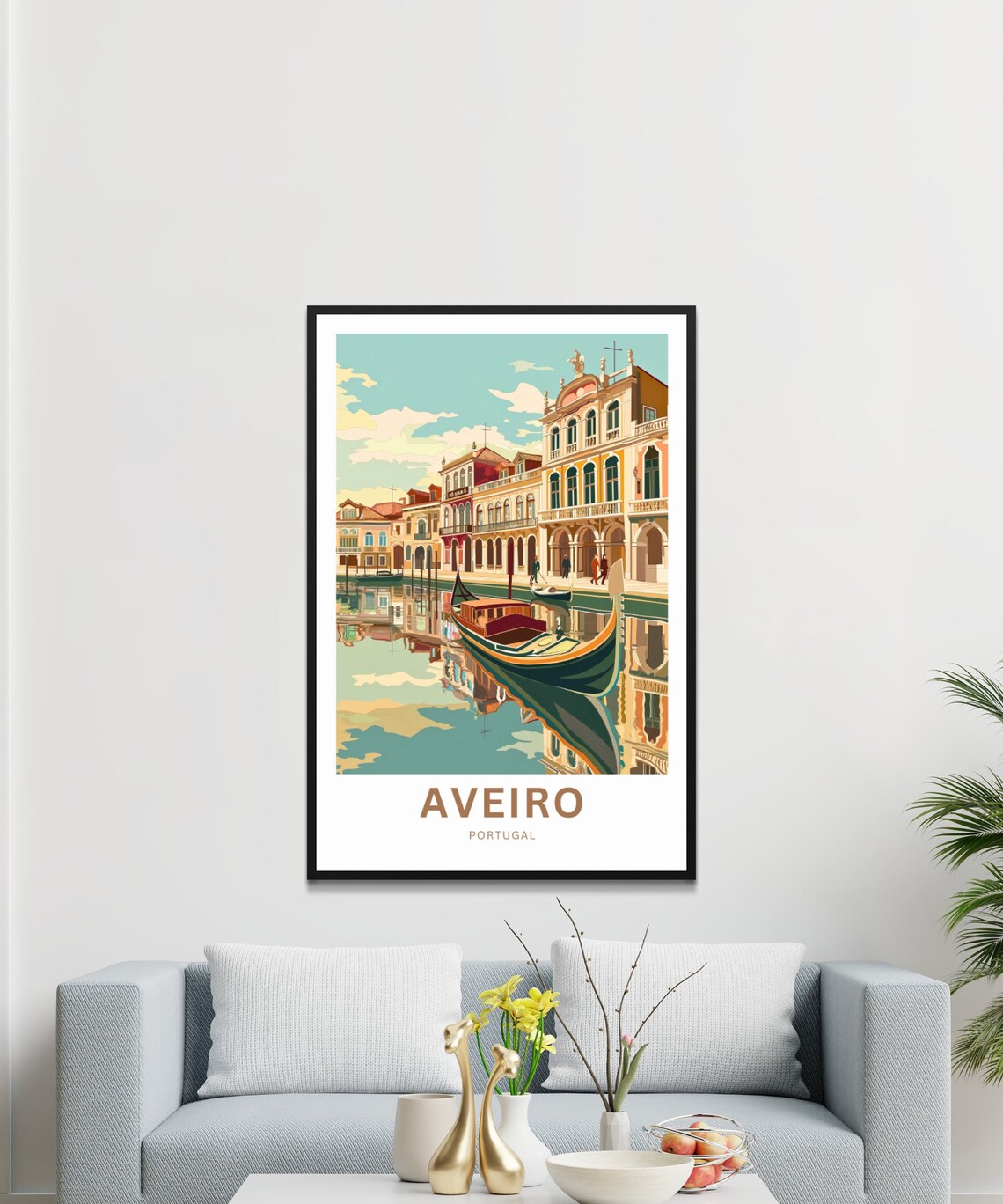 Aveiro Portugal Canal Gondola Mirror Reflections Travel Poster - Image 3