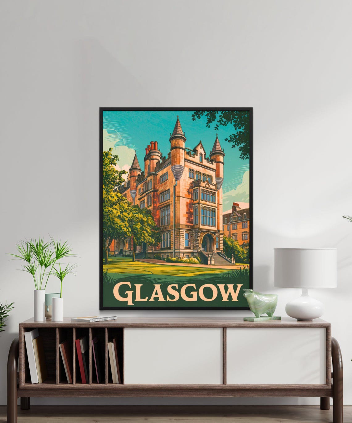 Glasgow Scotland University Historic Architecture Travel Poster - Image 2
