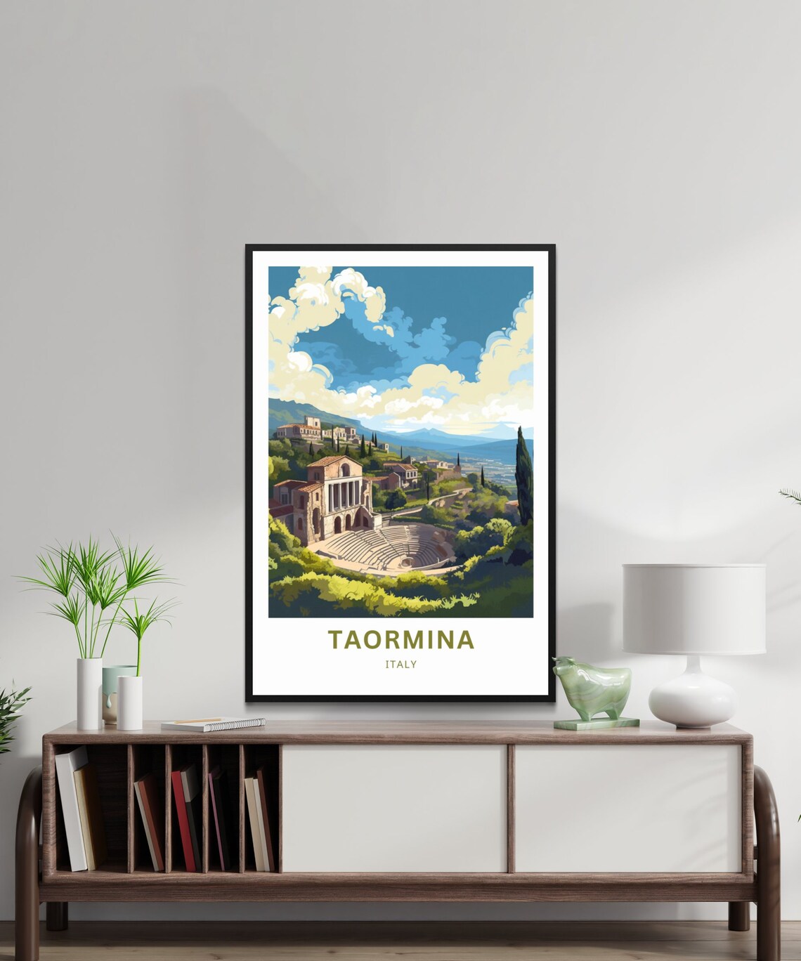 Taormina Italy Ancient Greek Theatre and Hillside Town Poster - Image 2