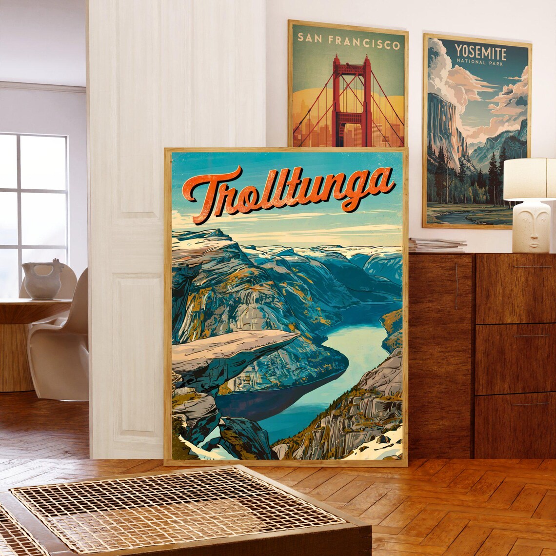Trolltunga Norway Vintage Fjord Cliff Rock Formation Travel Poster - Image 5