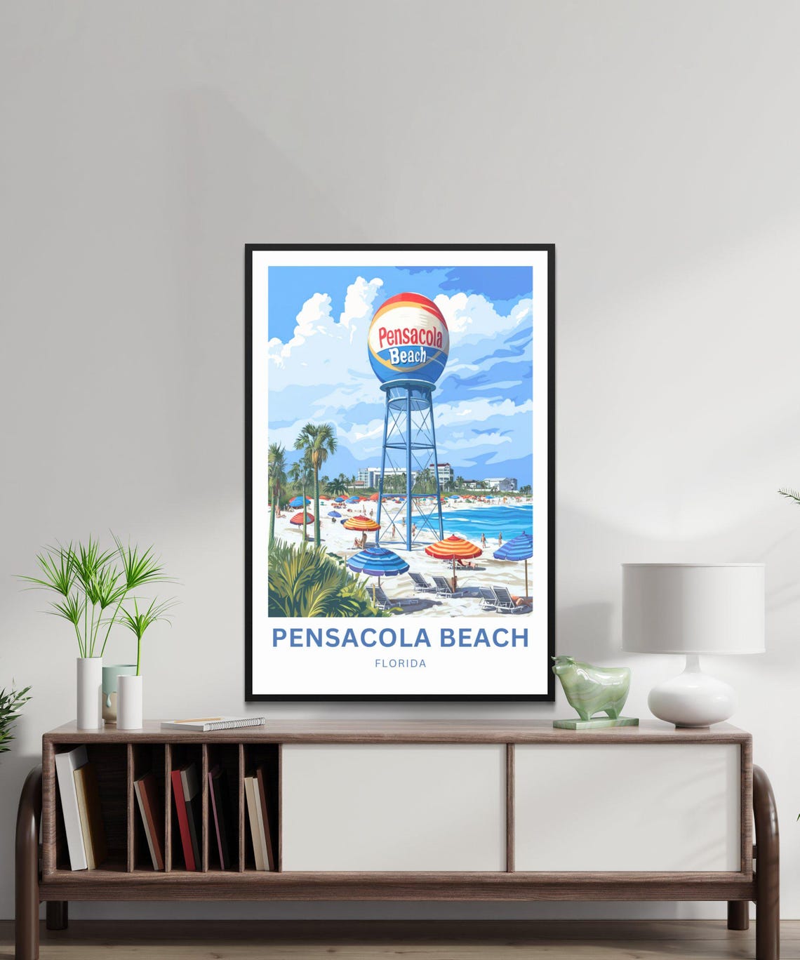 Pensacola Beach Florida Beach Ball Water Tower Personalized Poster - Image 3