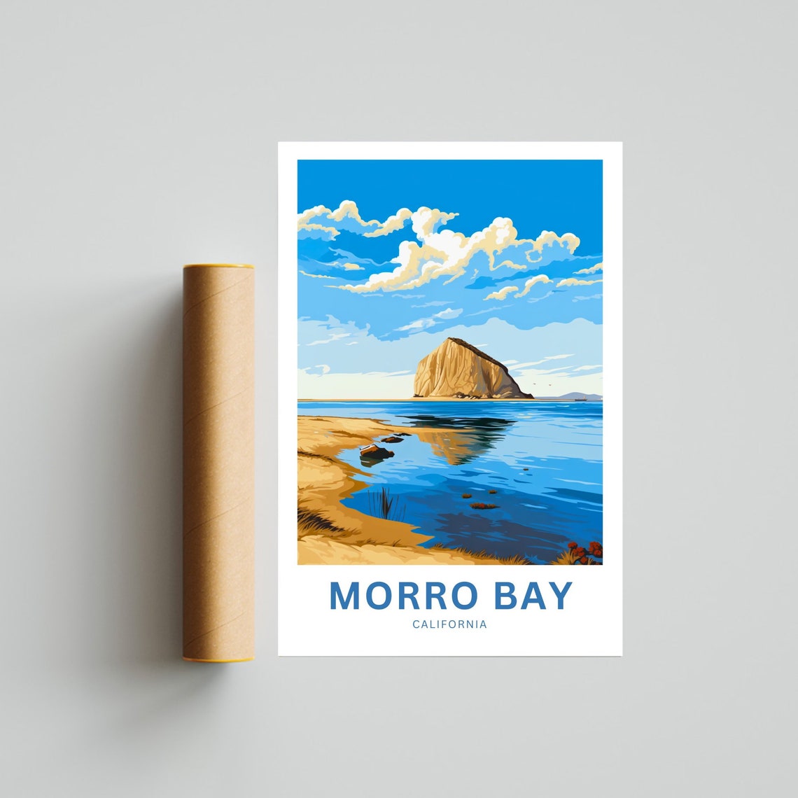 Morro Bay California Rock Lagoon Reflection Personalized Poster - Image 4