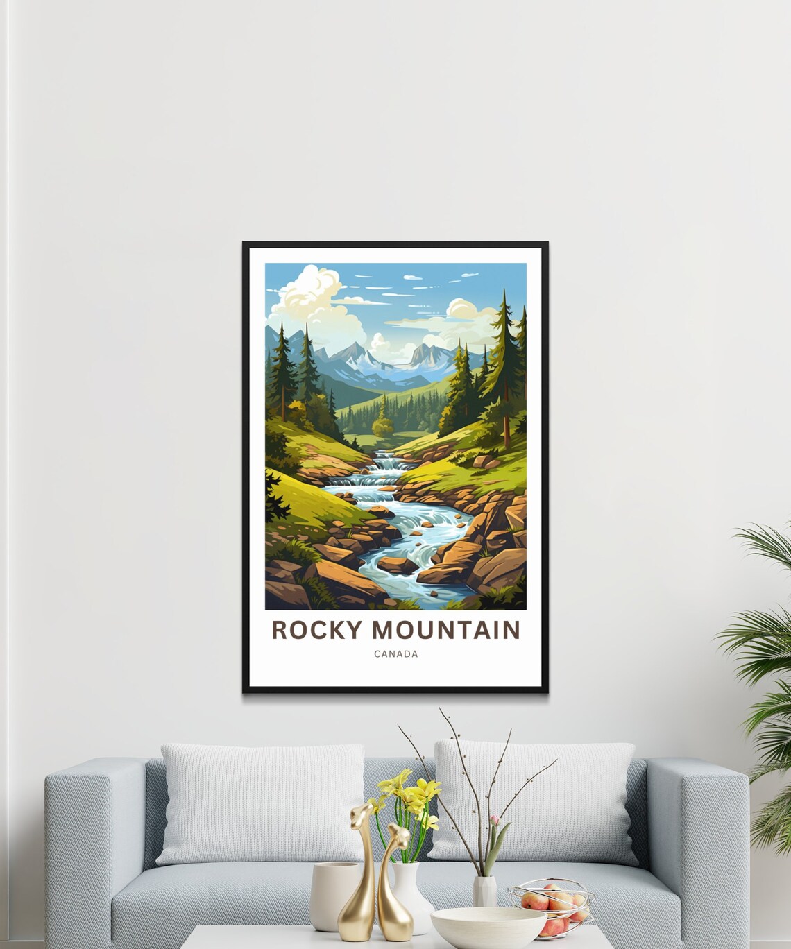 Rocky Mountain Canada Pine Forest Stream Valley Travel Poster - Image 3