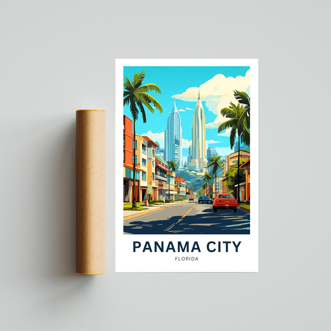 Personalized Panama City Florida Palm Street Custom Text Travel Poster - Image 4