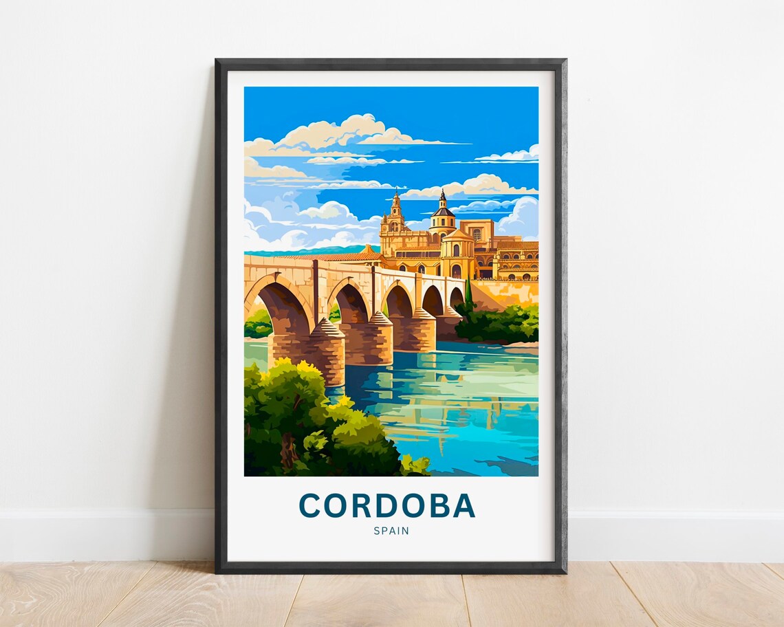 Cordoba Spain Roman Bridge Historic Old Town River View Poster