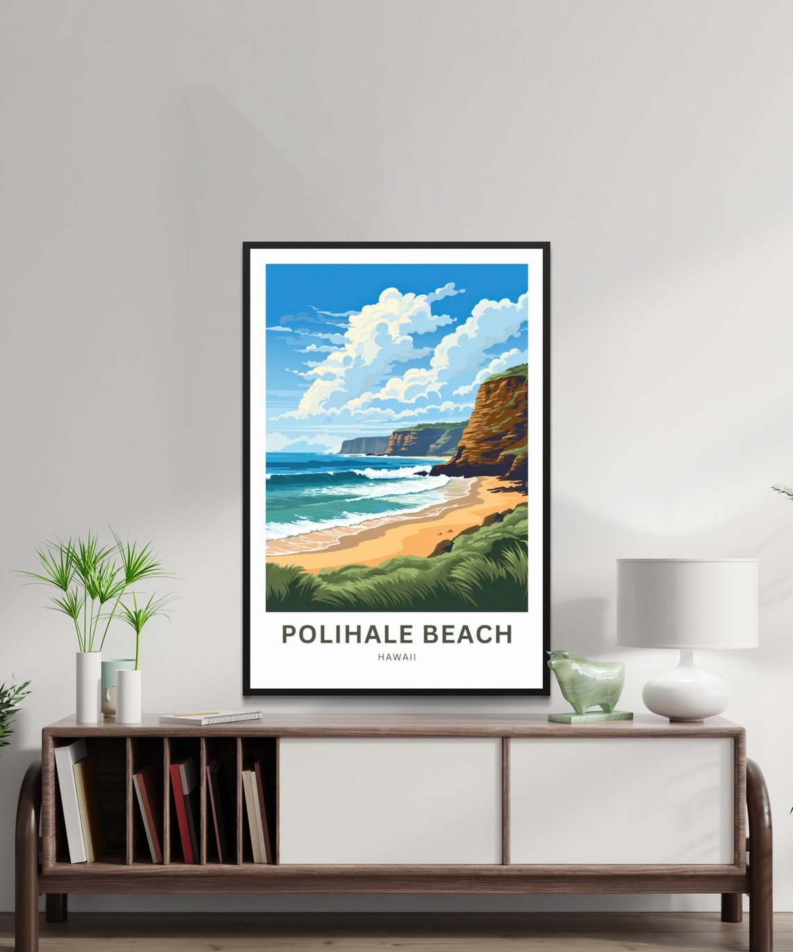 Polihale Beach Hawaii Personalized Coastal Cliffs Travel Poster - Image 3