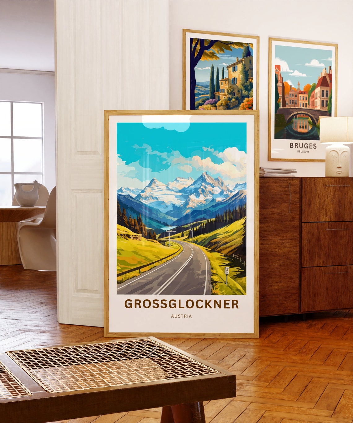 Grossglockner Austria Custom Sunny Meadow Road Mountain Poster - Image 5