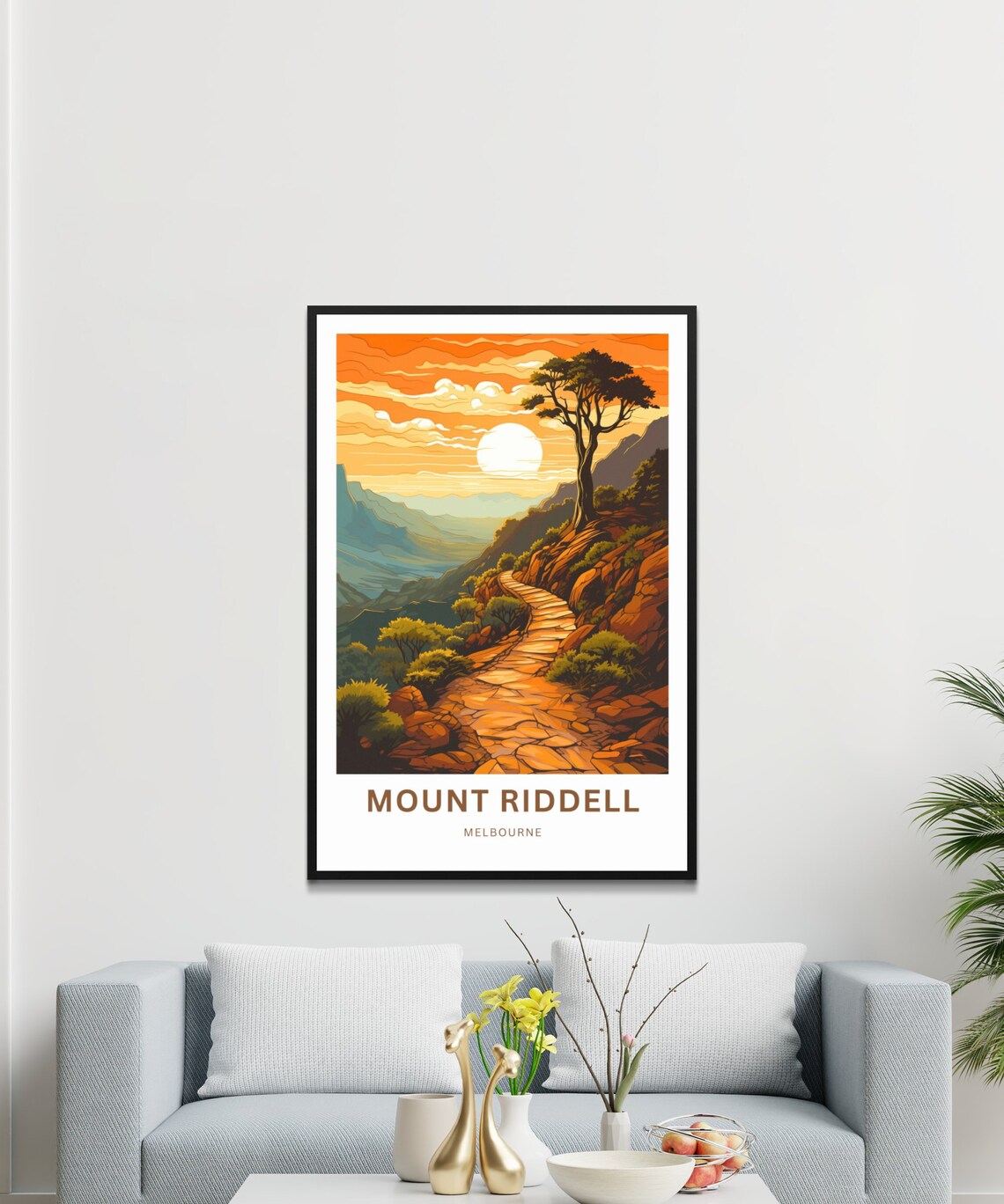 Mount Riddell Melbourne Sunset Mountain Trail Retro Travel Poster - Image 3