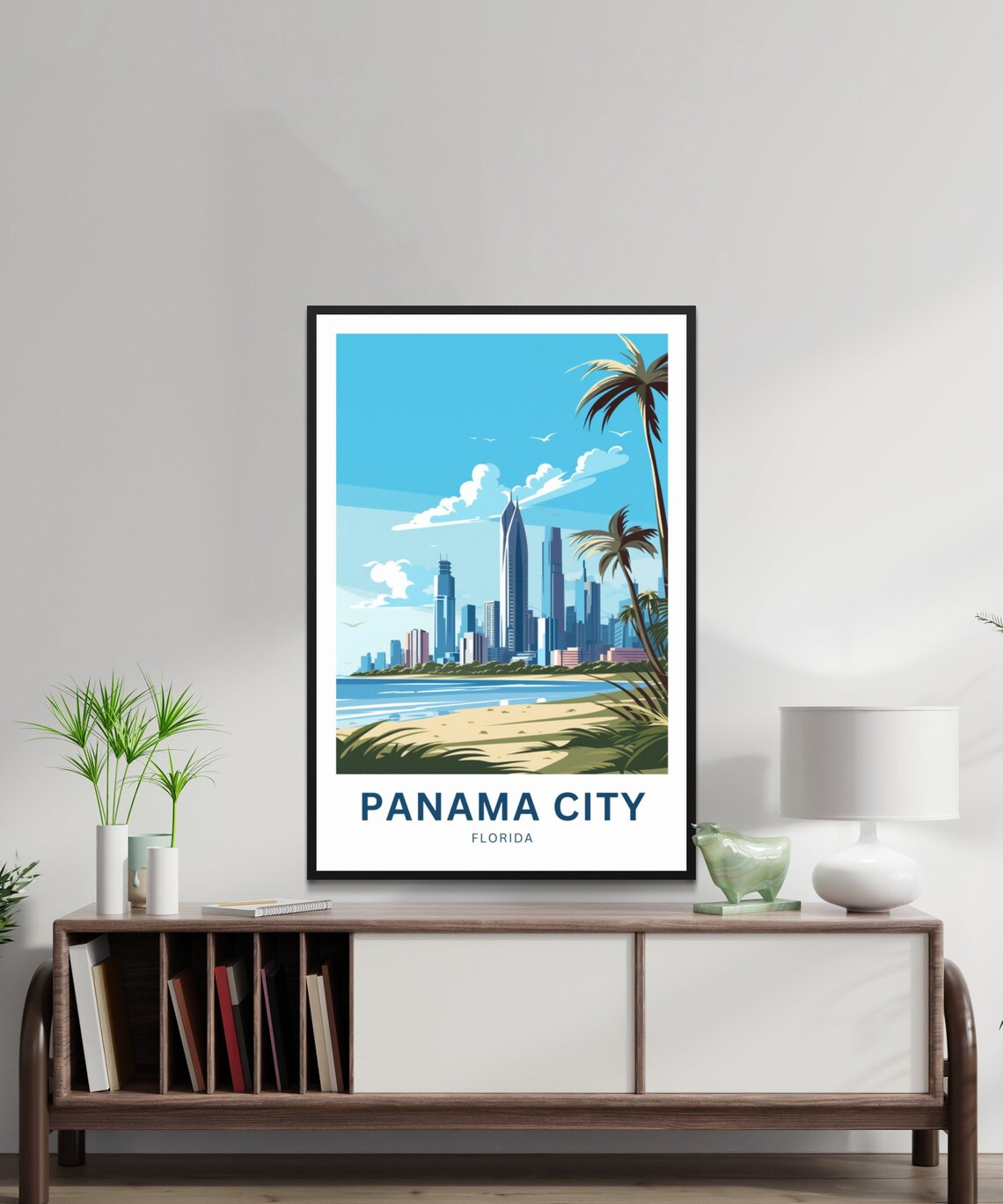 Personalized Panama City Florida Beach Skyline Custom Text Travel Poster - Image 2