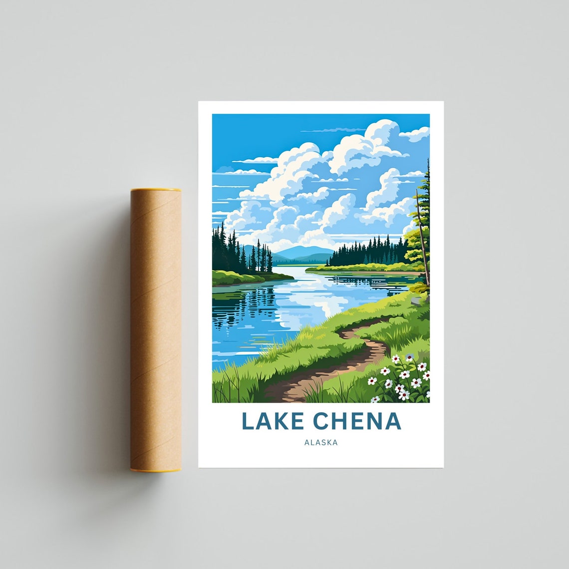 Lake Chena Personalized Alaska Wilderness River Bend Travel Poster - Image 4