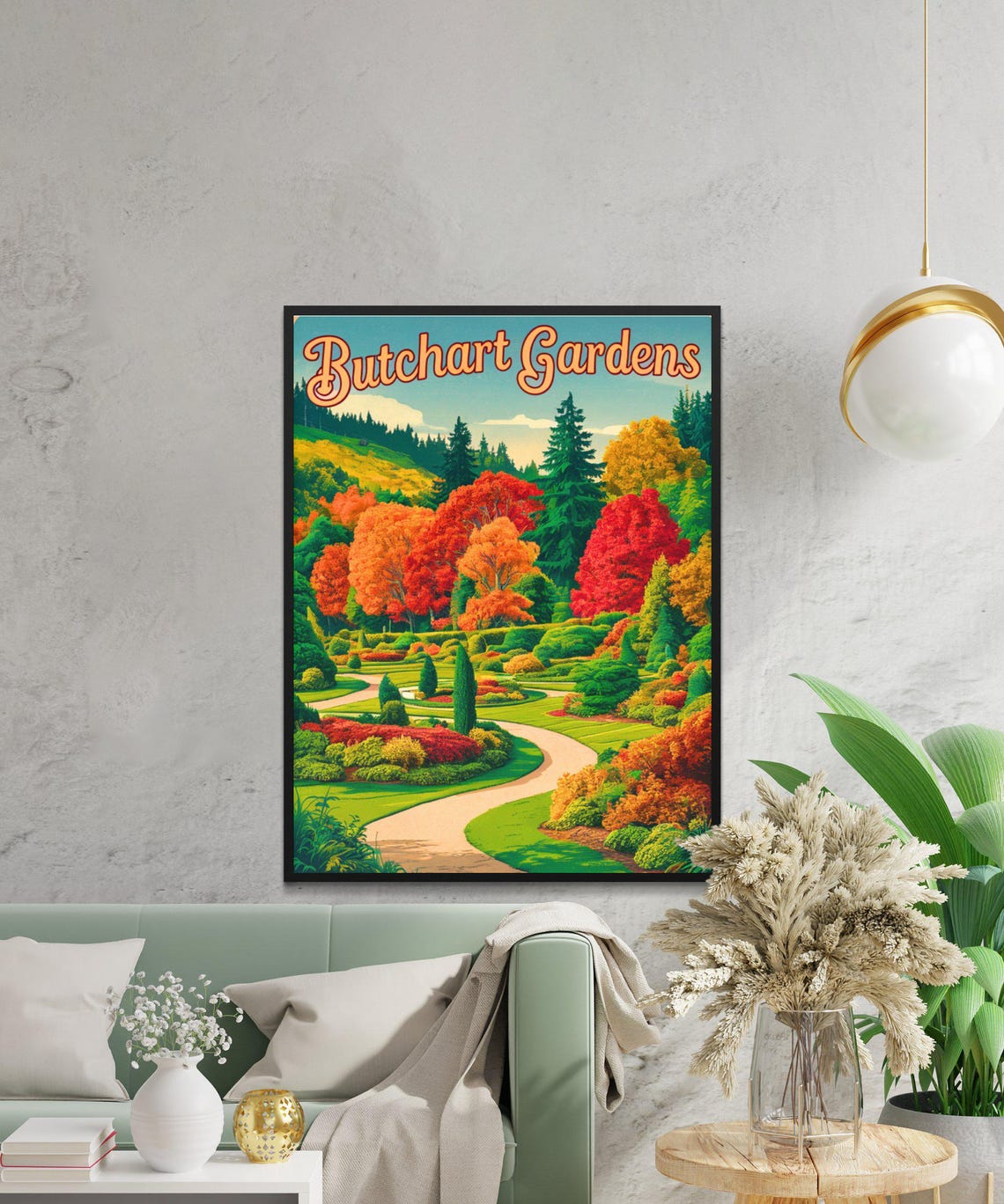 Butchart Gardens Vintage Travel Poster Autumn Garden Landscape - Image 2