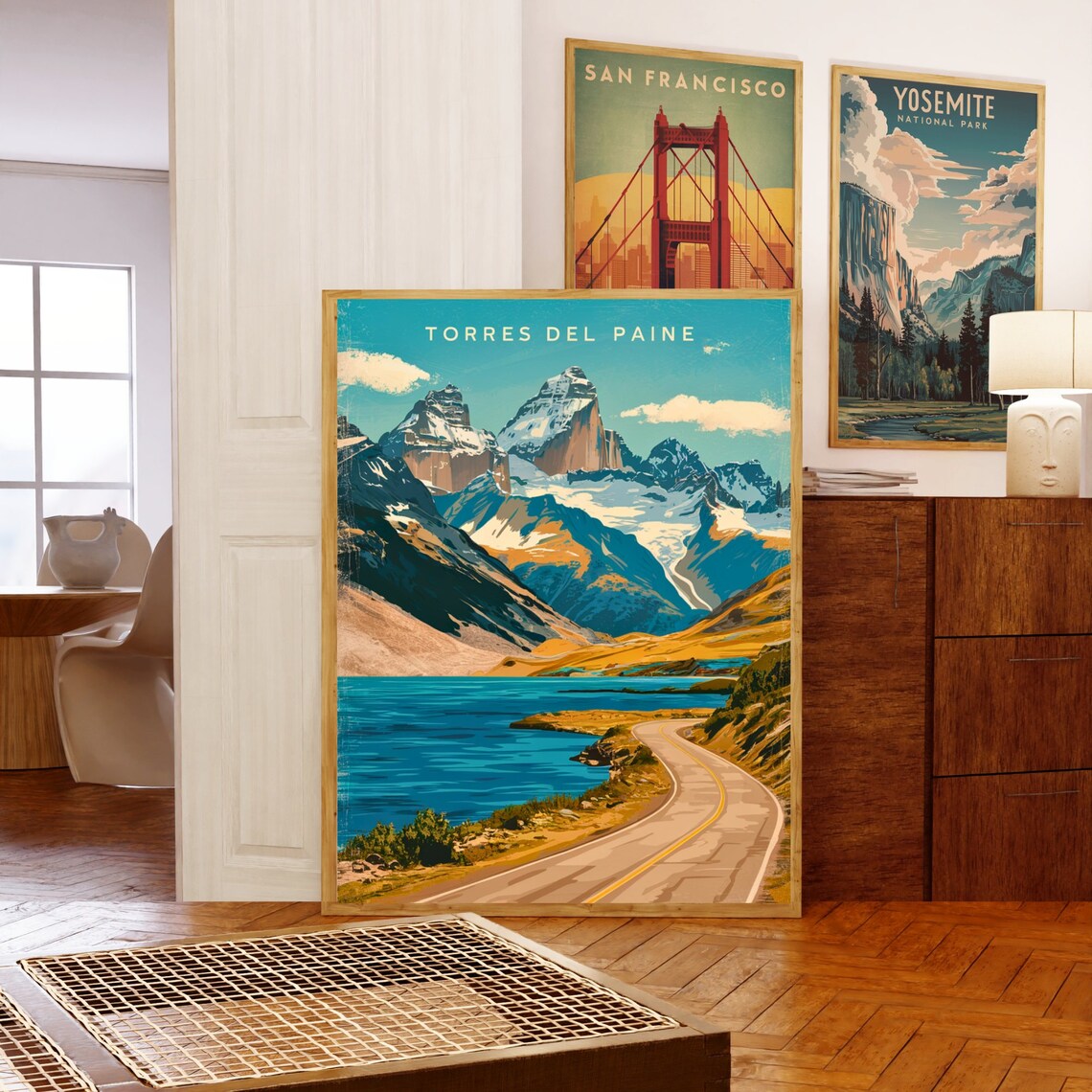 Torres Del Paine Granite Towers Turquoise Lake Retro Travel Poster - Image 5