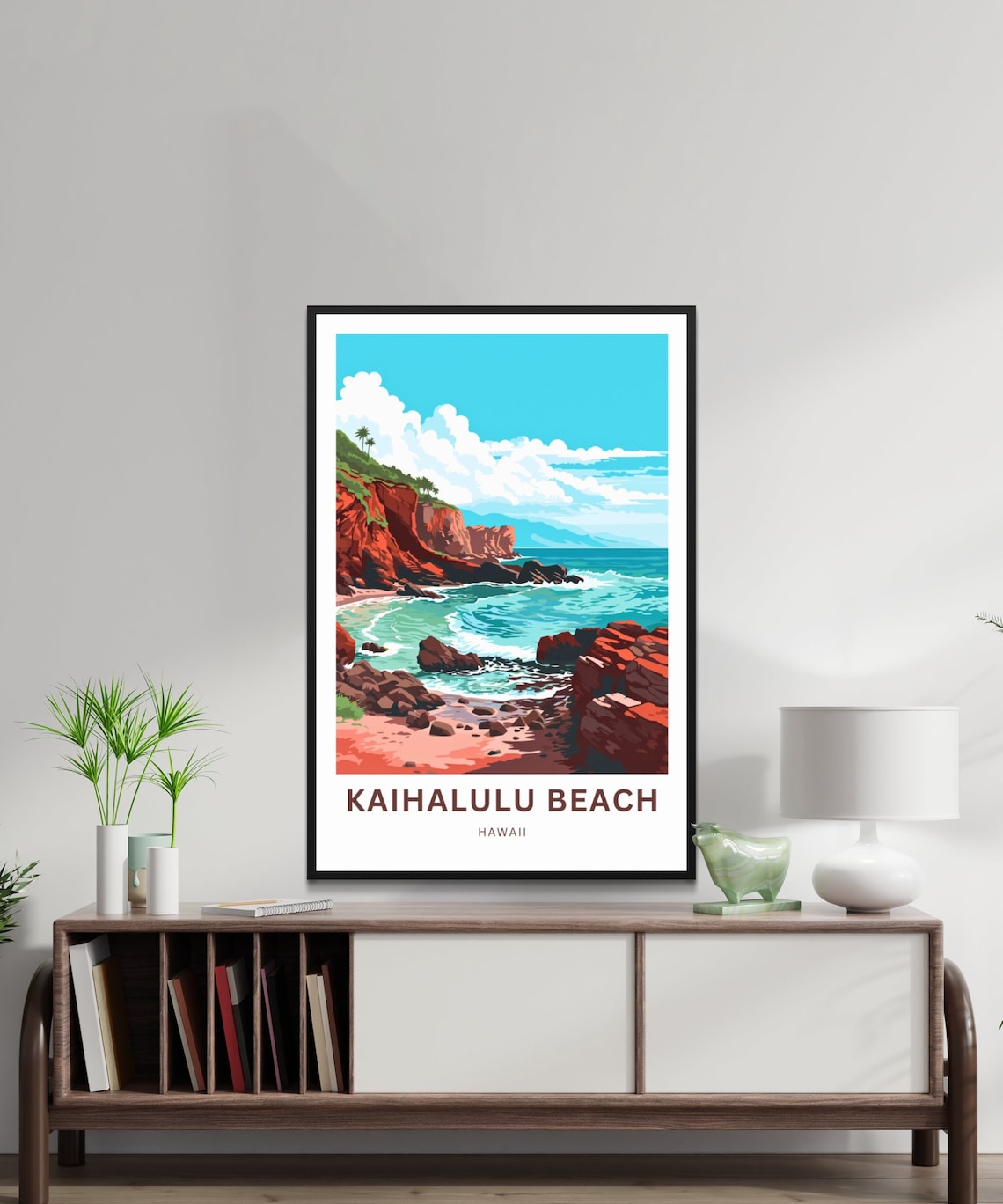 Kaihalulu Beach Hawaii Red Sand Cove Shore Vintage Travel Poster - Image 2