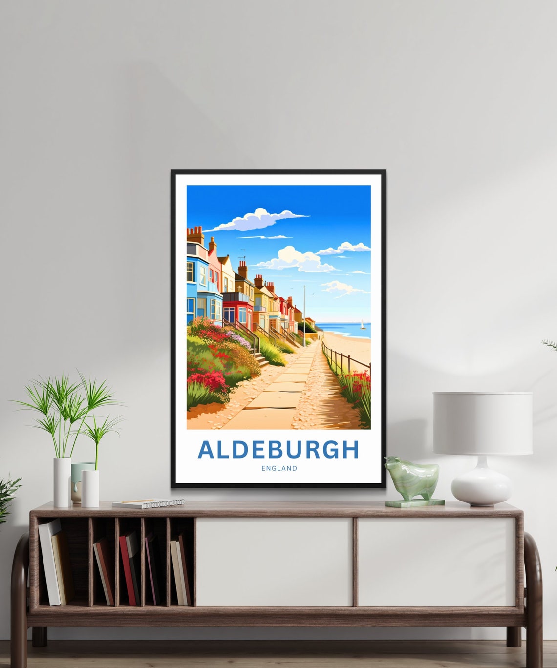 Aldeburgh England Seaside Cottages Garden Personalized Travel Poster - Image 2