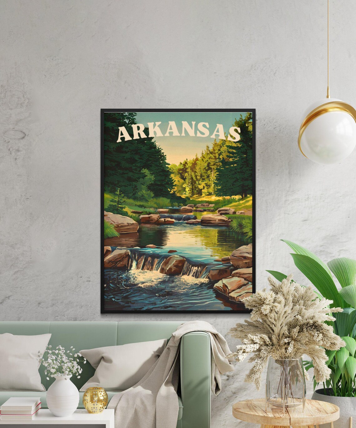 Arkansas Rocky Pine Forest Stream Falls Vintage Travel Poster - Image 2