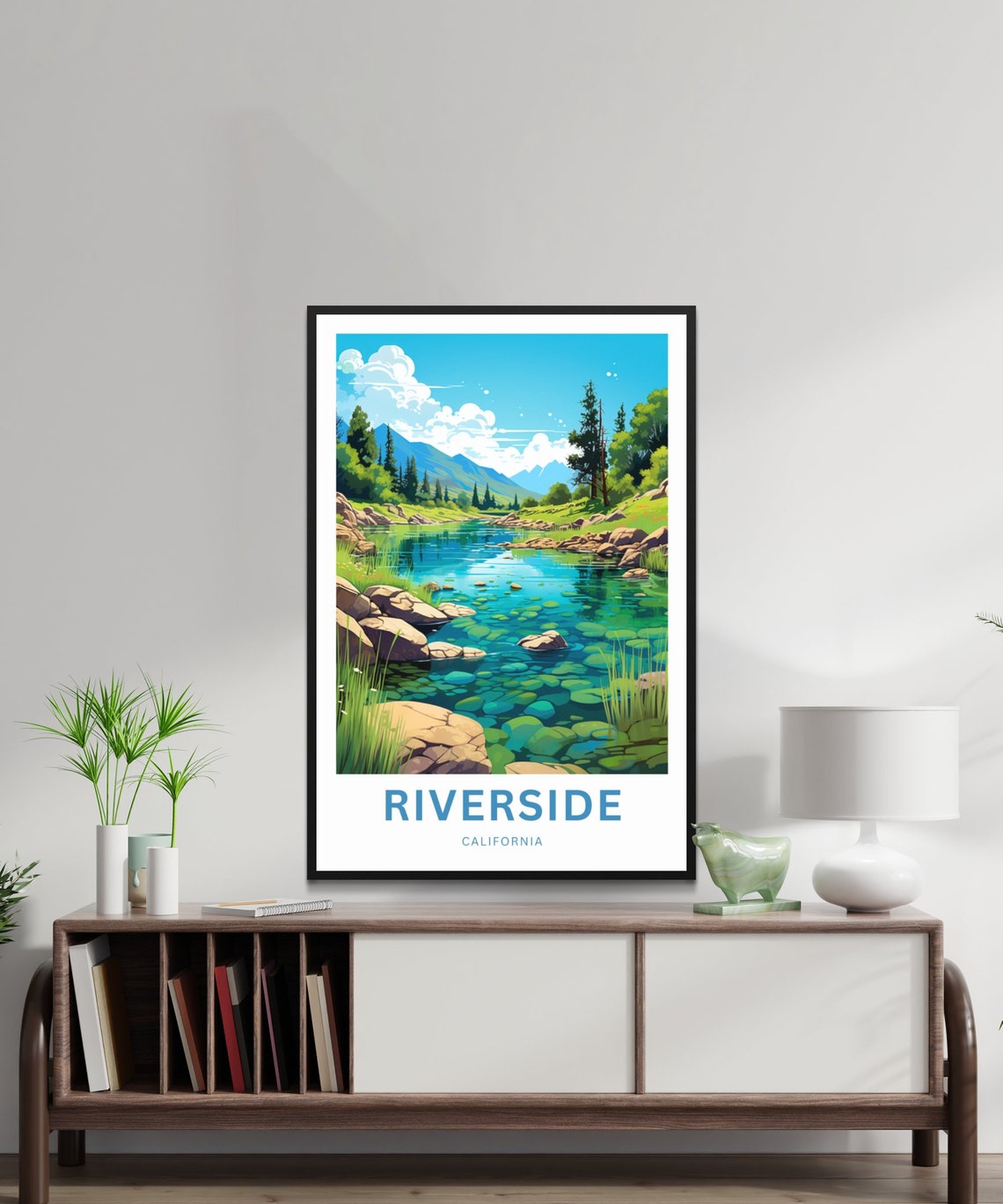 Riverside California Turquoise River Pine Forest Valley Poster - Image 2