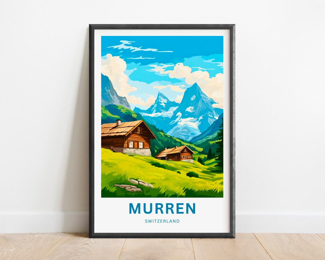 Murren Switzerland Snowcapped Peak Mountain Village View Poster