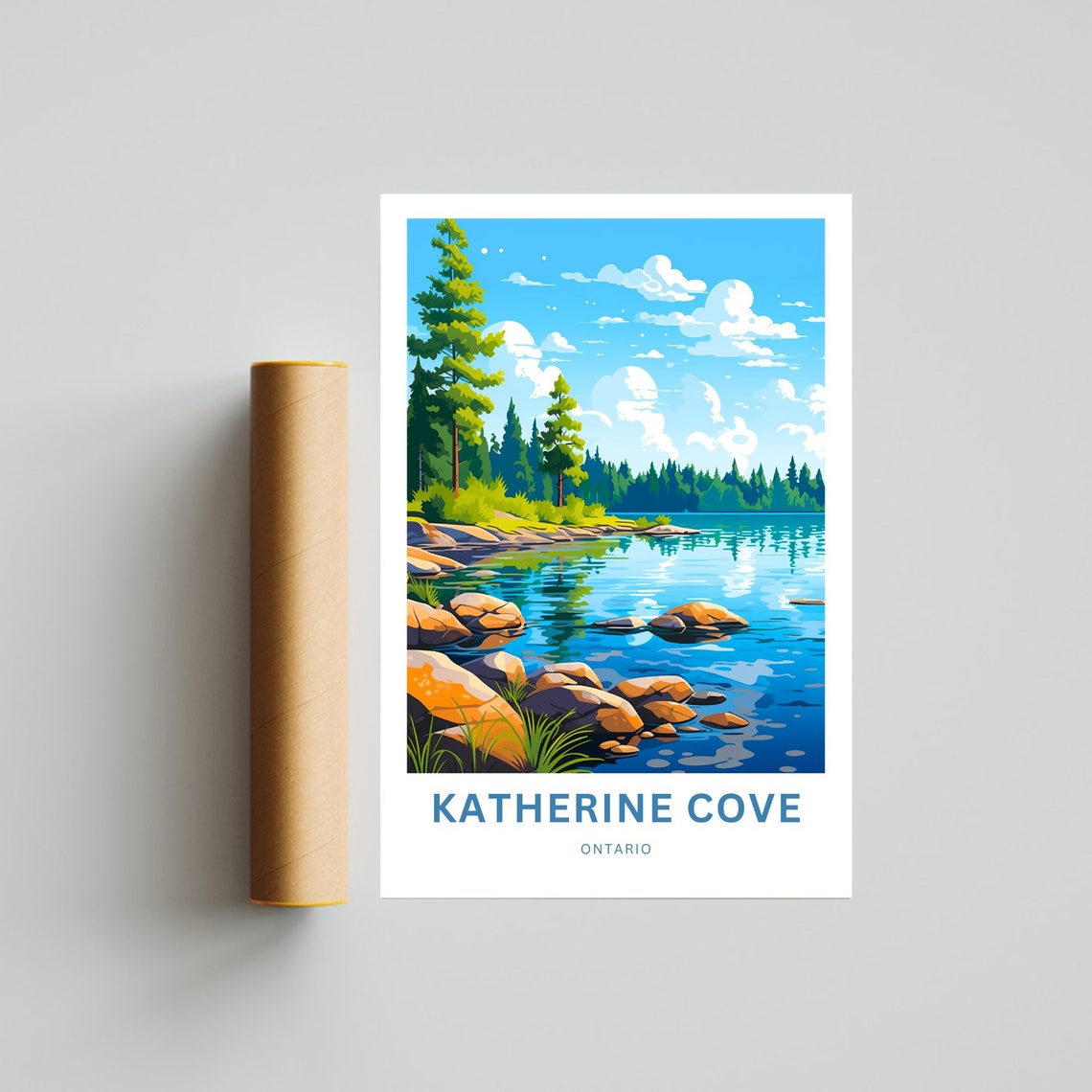 Katherine Cove Ontario Rocky Pine Shoreline Lake View Poster - Image 4