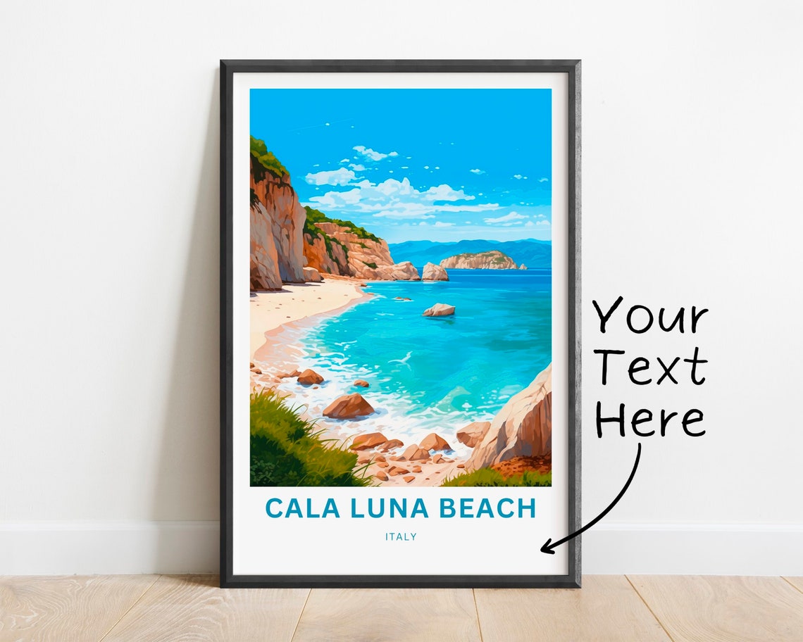 Personalized Cala Luna Beach Italy Turquoise Cove Cliffs Poster