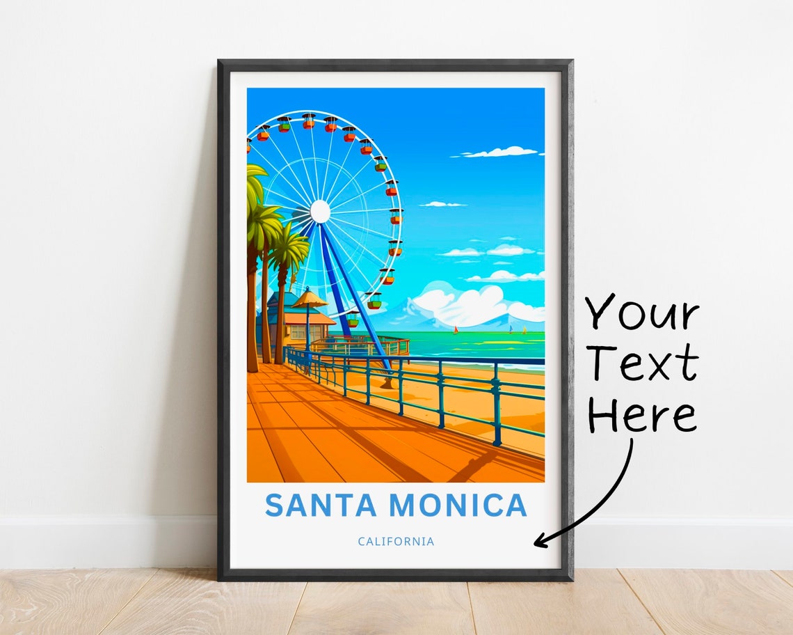 Santa Monica California Pier Ferris Wheel Personalized Travel Poster