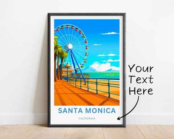 Santa Monica California Pier Ferris Wheel Personalized Travel Poster