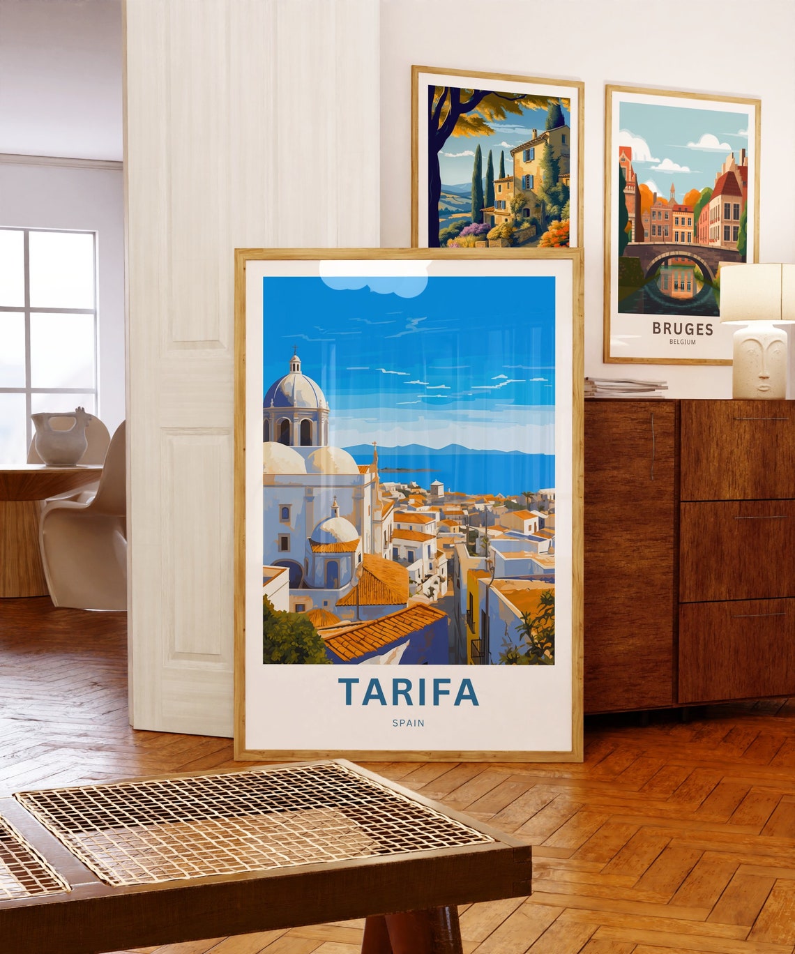 Sunny Tarifa Spain Coastal Old Town Seaview Art Travel Poster - Image 5