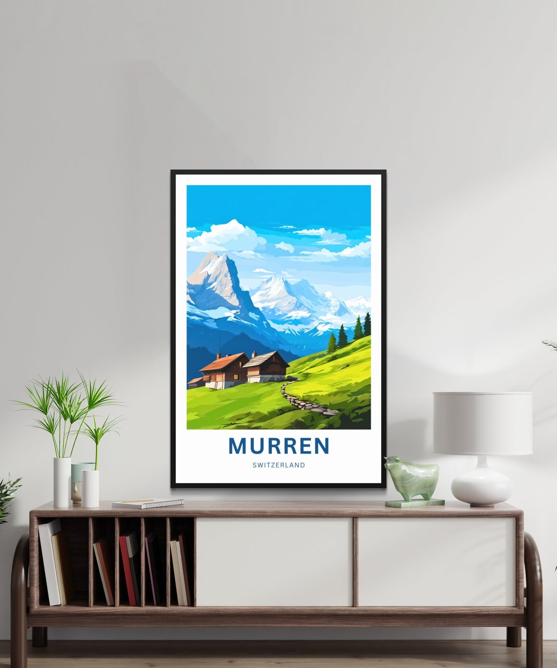 Personalized Murren Switzerland Mountain Chalet View Gift Poster - Image 4